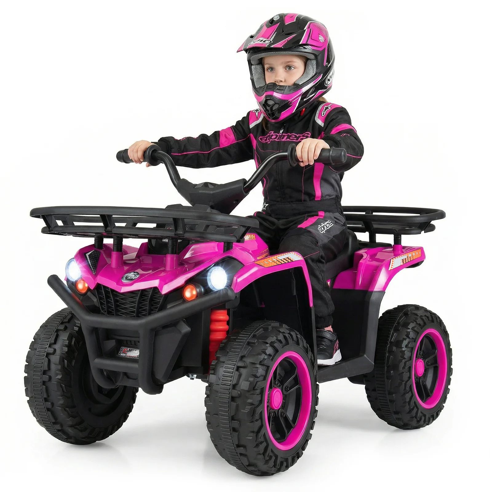 24V Electric Ride On Quad with LED Headlights, Pink - Image 5