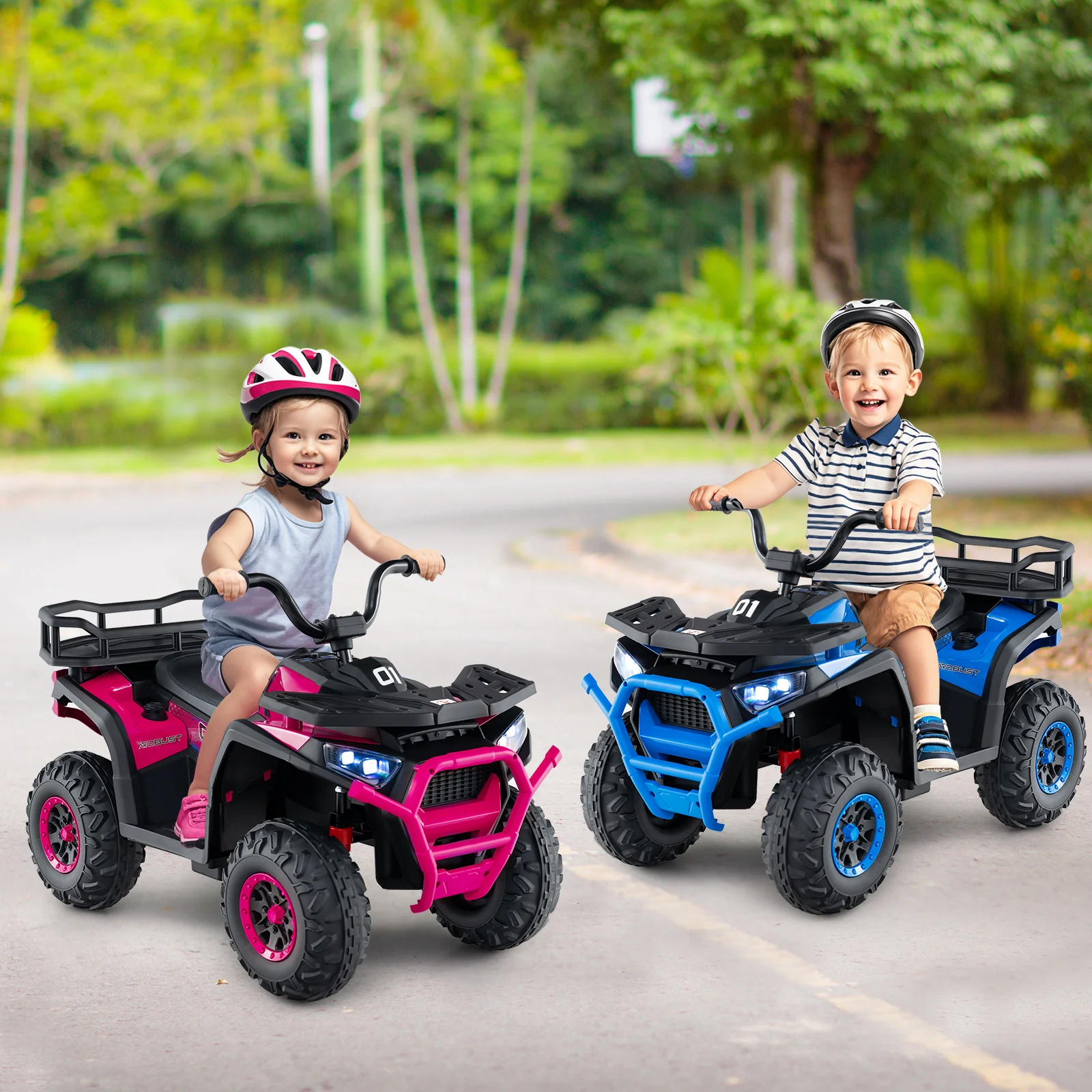 24V Kids Electric ATV Quad Car, Navy - Image 2