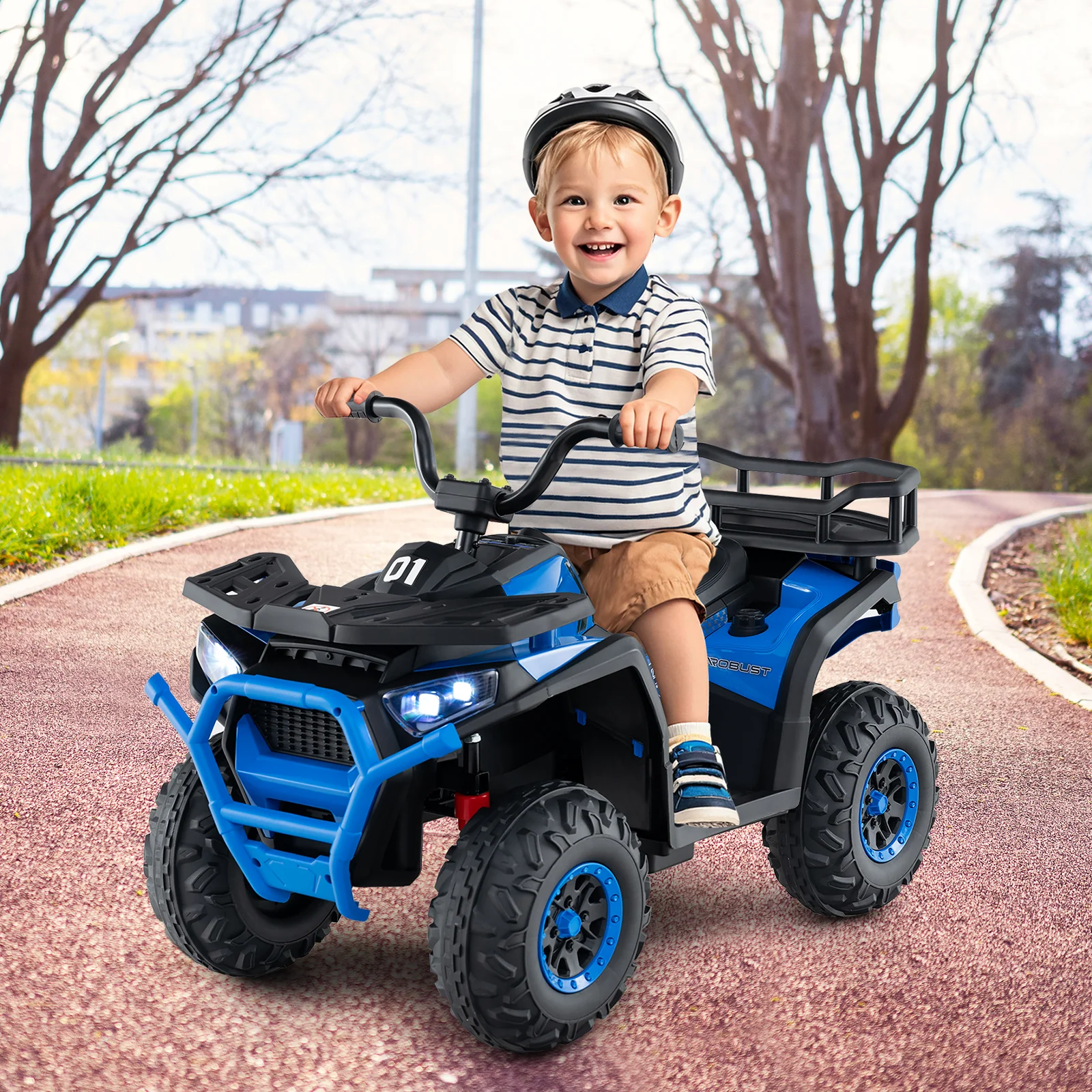 24V Kids Electric ATV Quad Car, Navy - Image 3