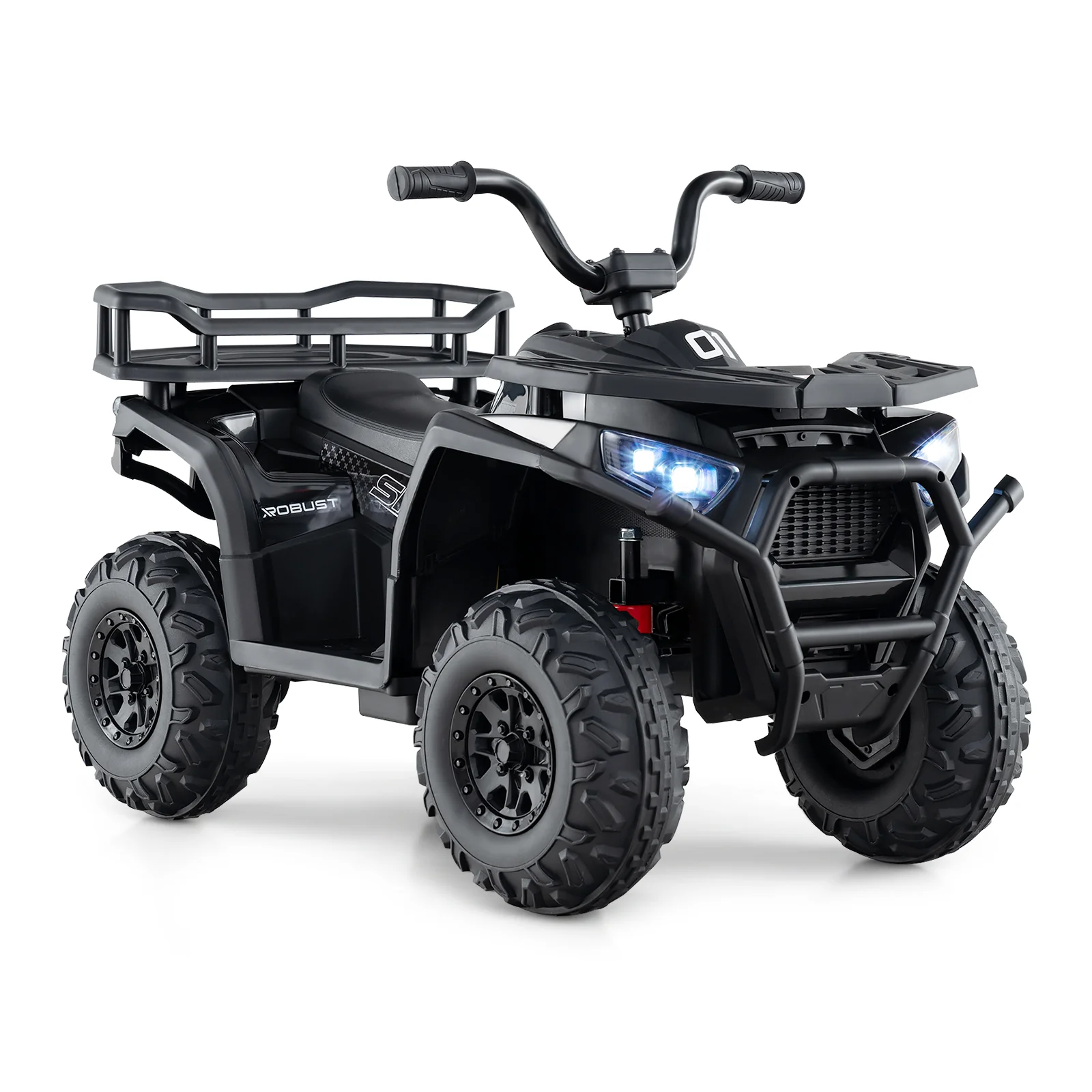 24V Kids Electric ATV Quad Car, Realistic Sounds, LED Lights, Black - Image 4