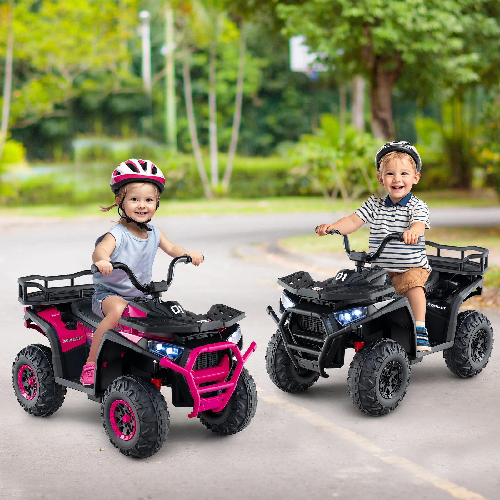 24V Kids Electric ATV Quad Car, Realistic Sounds, LED Lights, Black - Image 7