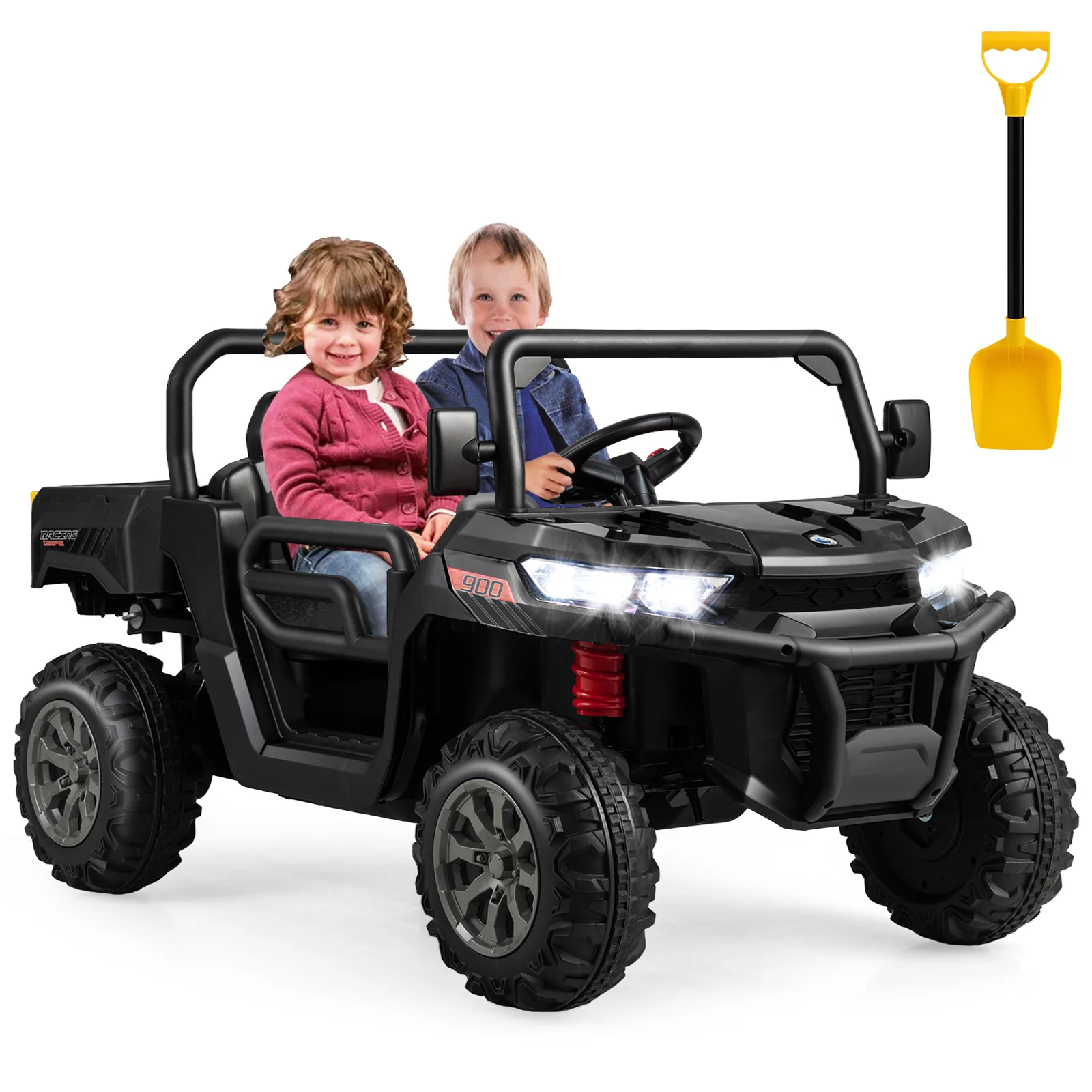 24V Kids Ride On Car With Dump Bed, Remote Control, Black - Image 4