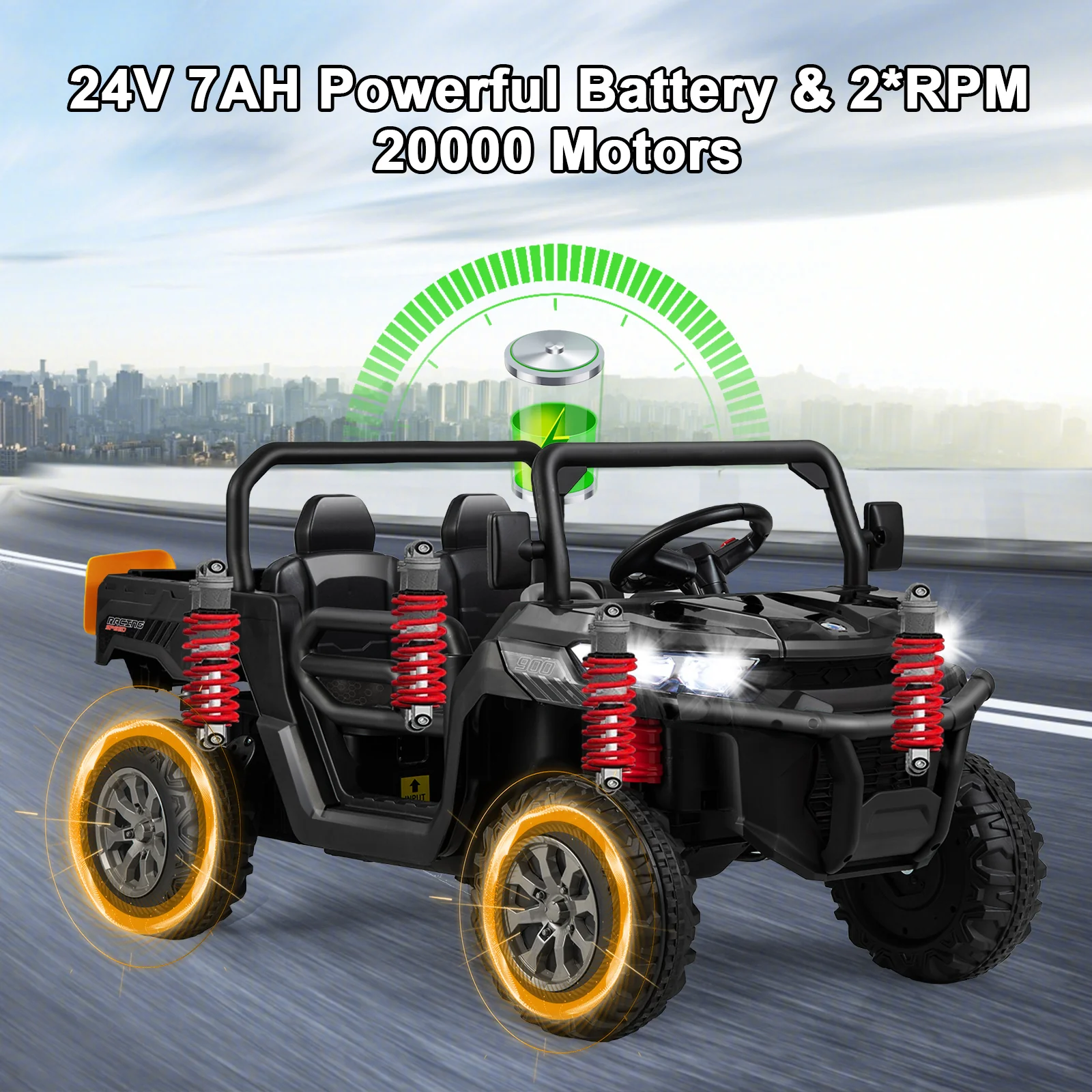 24V Kids Ride On Car With Dump Bed, Remote Control, Black - Image 8