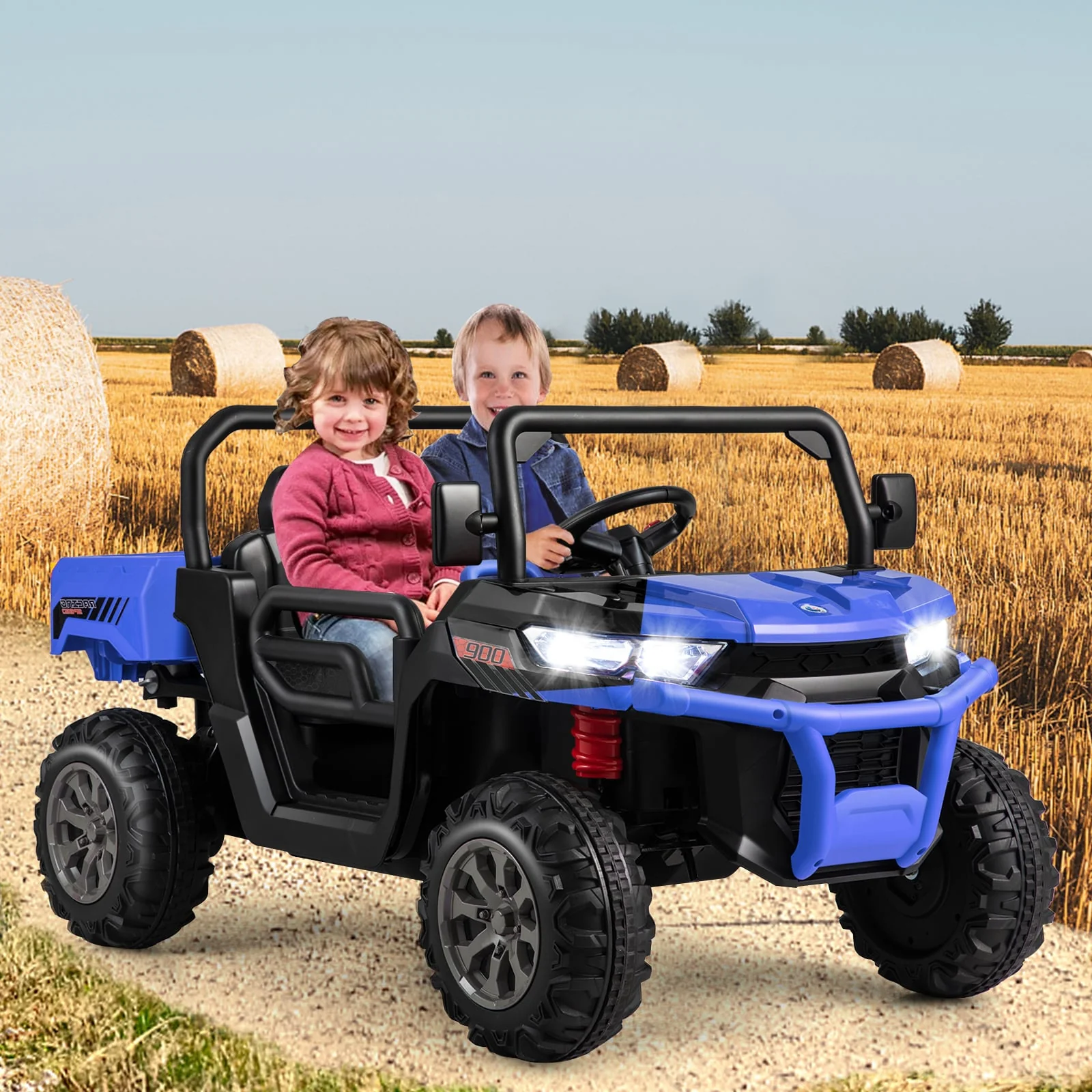24V Kids Ride On Car With Dump Bed, Remote Control, Navy - Image 2