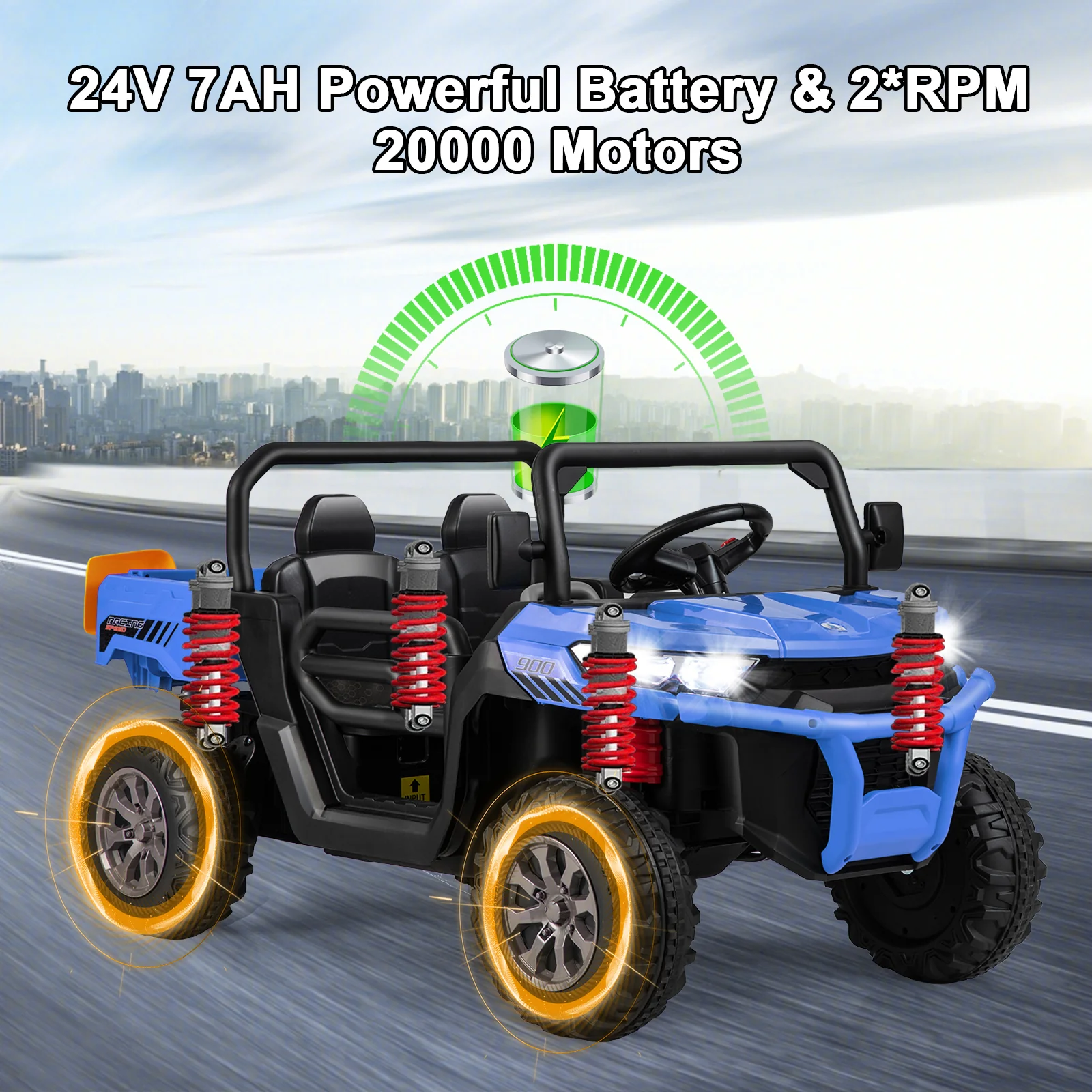 24V Kids Ride On Car With Dump Bed, Remote Control, Navy - Image 8