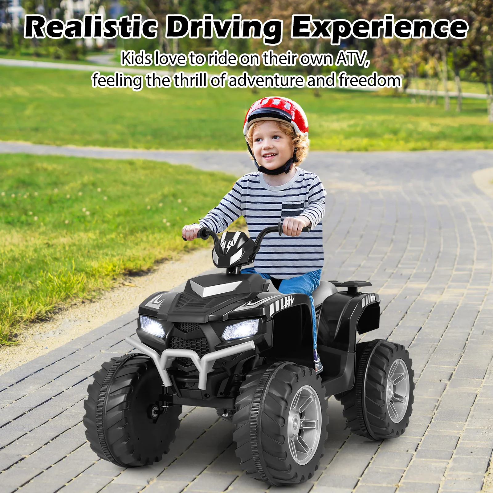 24V Kids Ride On Electric ATV, Wireless, Toddlers 3-8 Years, Black - Image 2