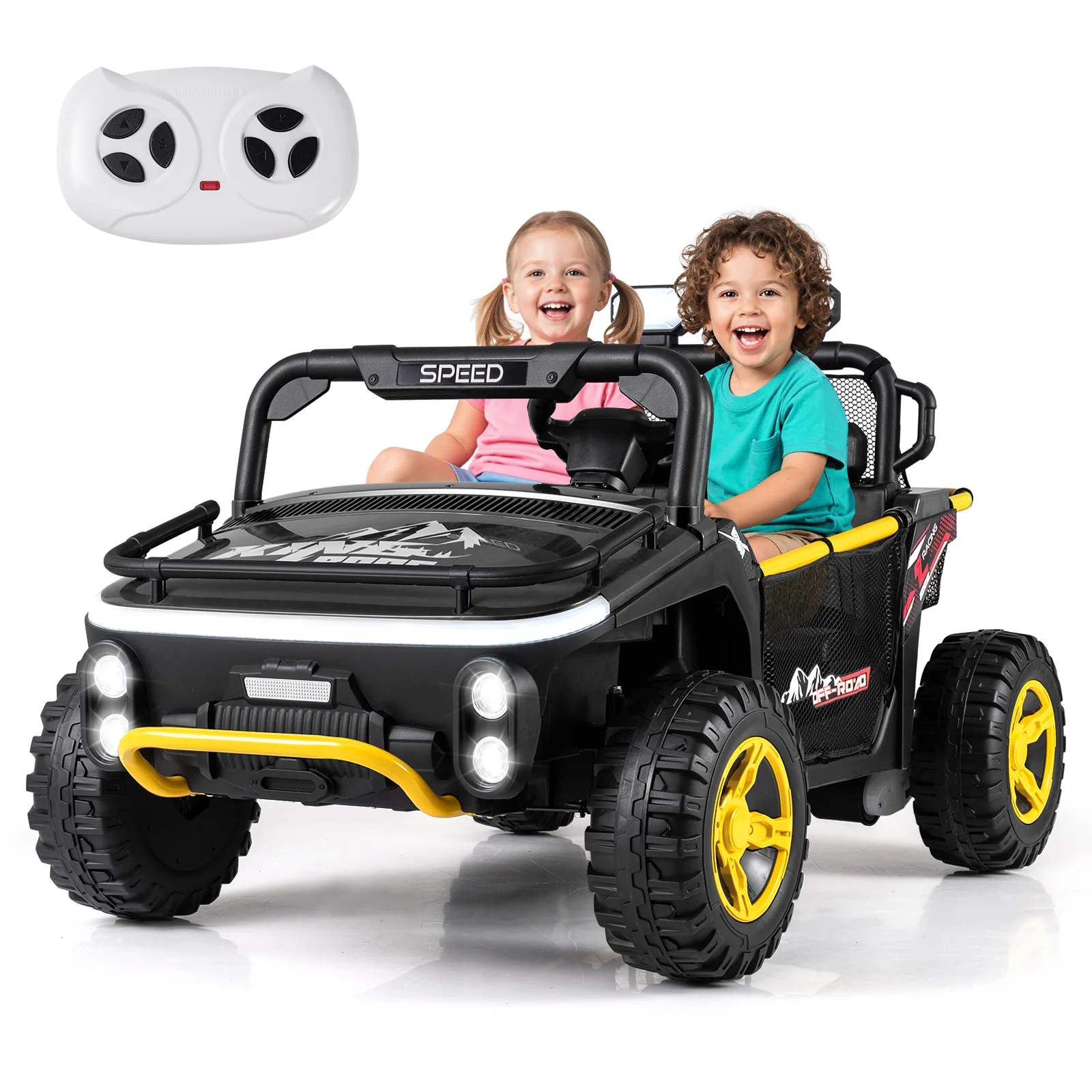 24V Ride on Toy for Kids 2 Seater Ride on Truck Car with Horn Music Story, Black - Image 4