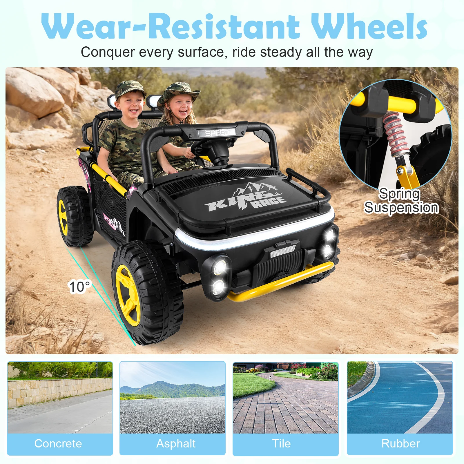 24V Ride on Toy for Kids 2 Seater Ride on Truck Car with Horn Music Story, Black - Image 9