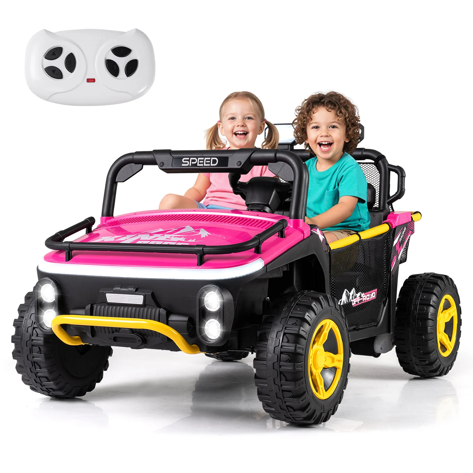 24V Ride on Toy for Kids 2 Seater Ride on Truck Car with Horn Music Story, Pink - Image 4