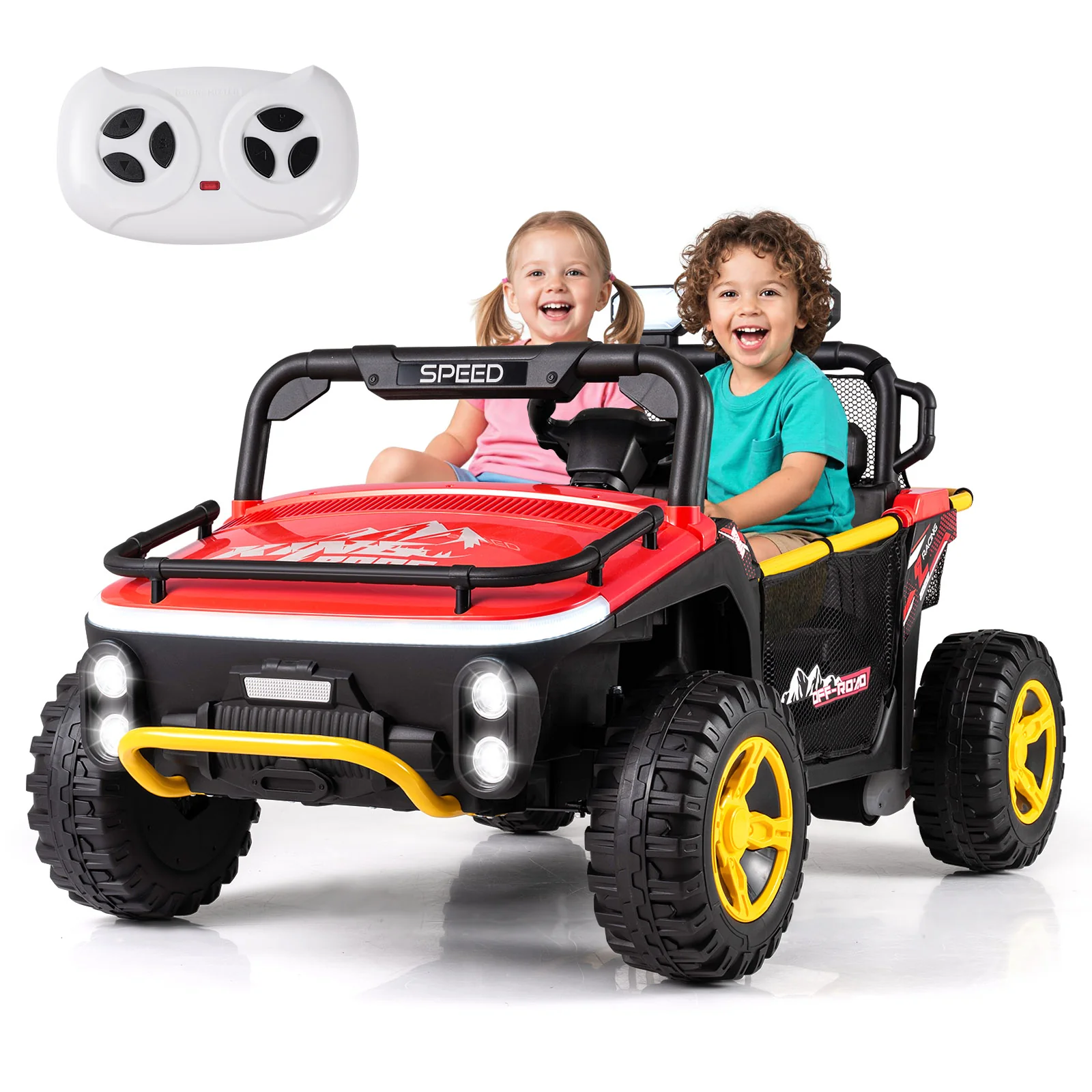 24V Ride on Toy for Kids 2 Seater Ride on Truck Car with Horn Music Story, Red - Image 4
