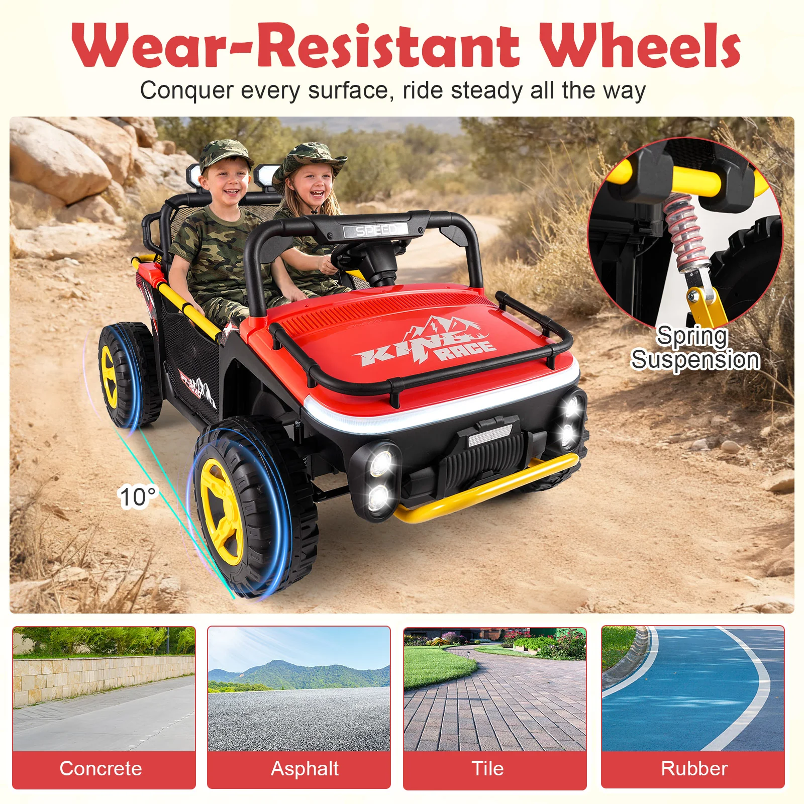 24V Ride on Toy for Kids 2 Seater Ride on Truck Car with Horn Music Story, Red - Image 9