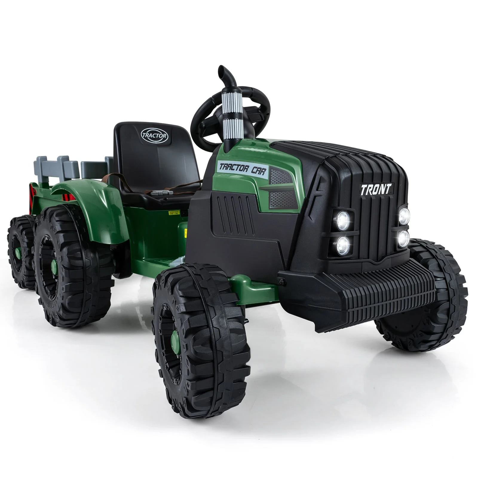 24V Ride On Tractor For Kids, Detachable Trailer, Remote Control, Dark Green - Image 3