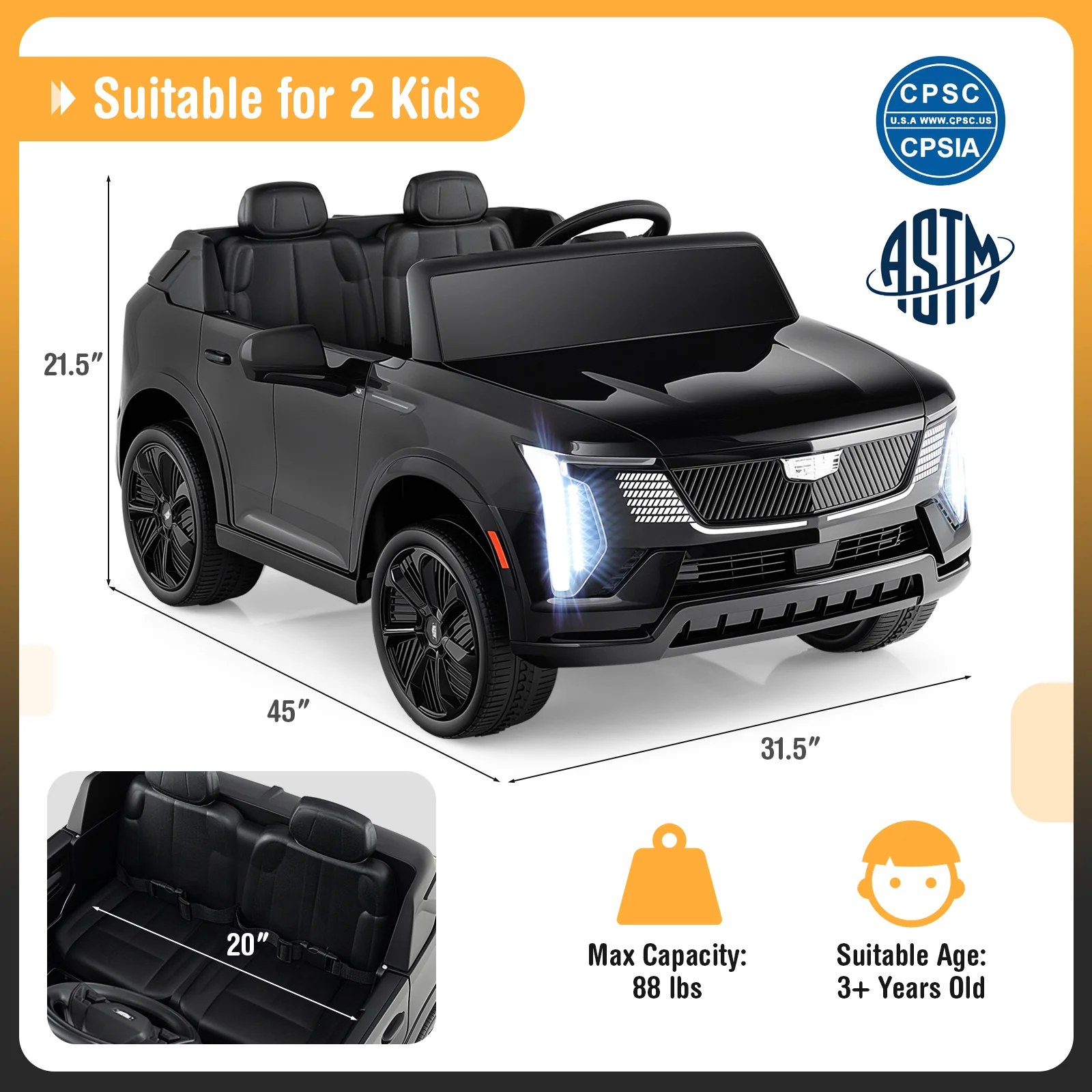 24V Ride On Truck, 2-Seater, Licensed, Remote Control, Black - Image 5