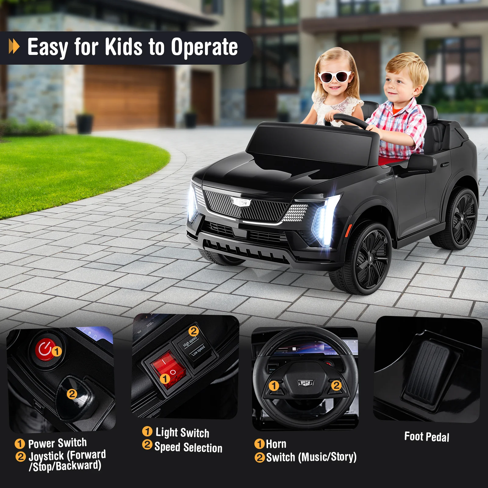 24V Ride On Truck, 2-Seater, Licensed, Remote Control, Black - Image 9