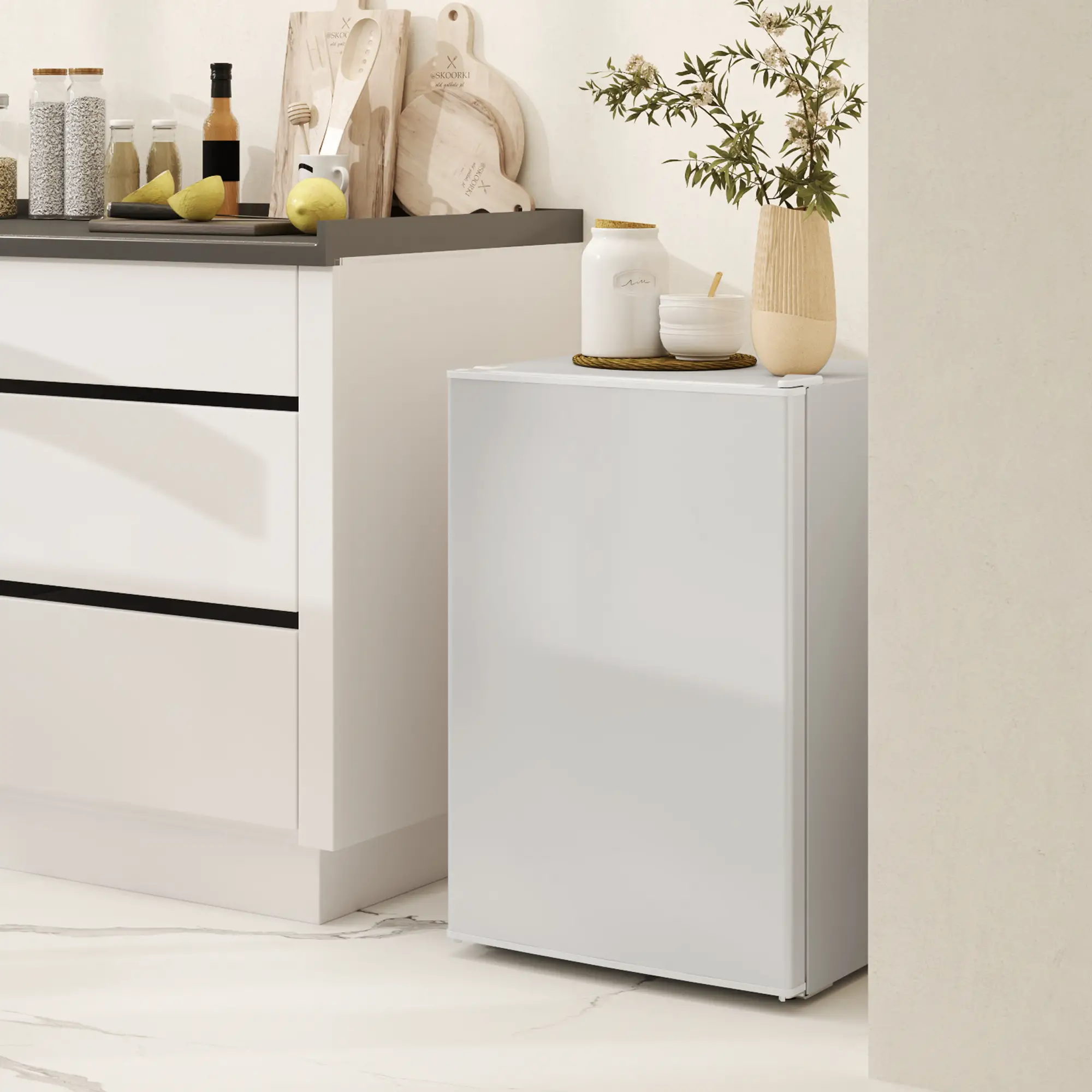 2.5 Cu.Ft Mini Fridge, Single Door Compact Refrigerator with Freezer, Adjustable Thermostat, Reversible Door, White - Image 8