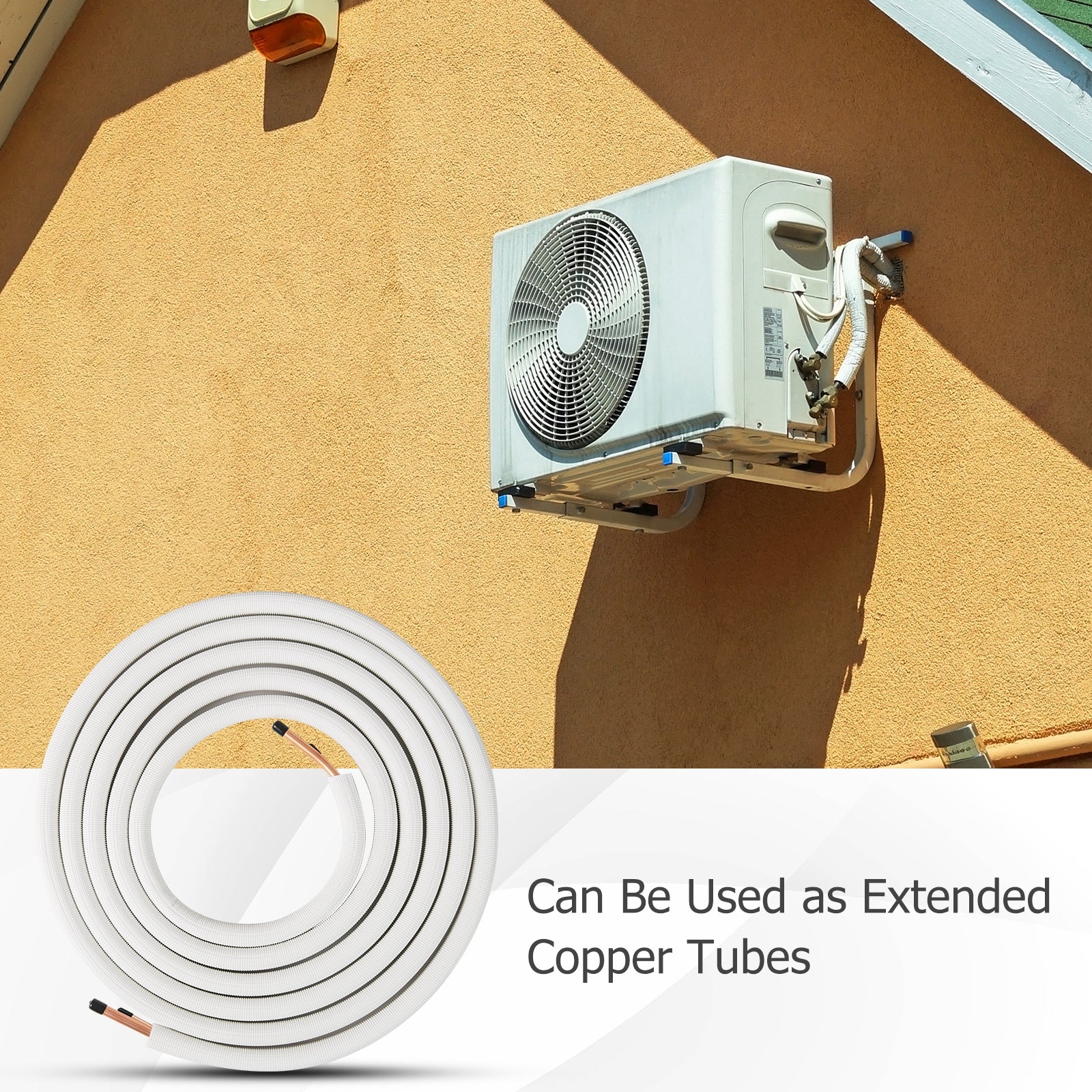 25 Ft Mini Split Line Set, 1/4 Inch 1/2 Inch Copper Pipes, White - Image 2