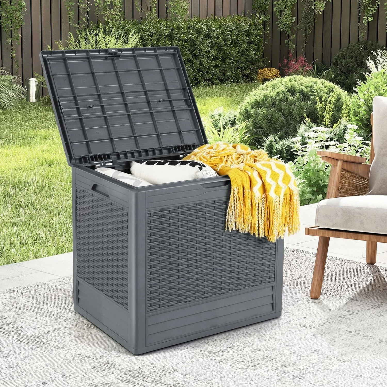 25 Gallon Outdoor Storage Box, Gray - Image 2