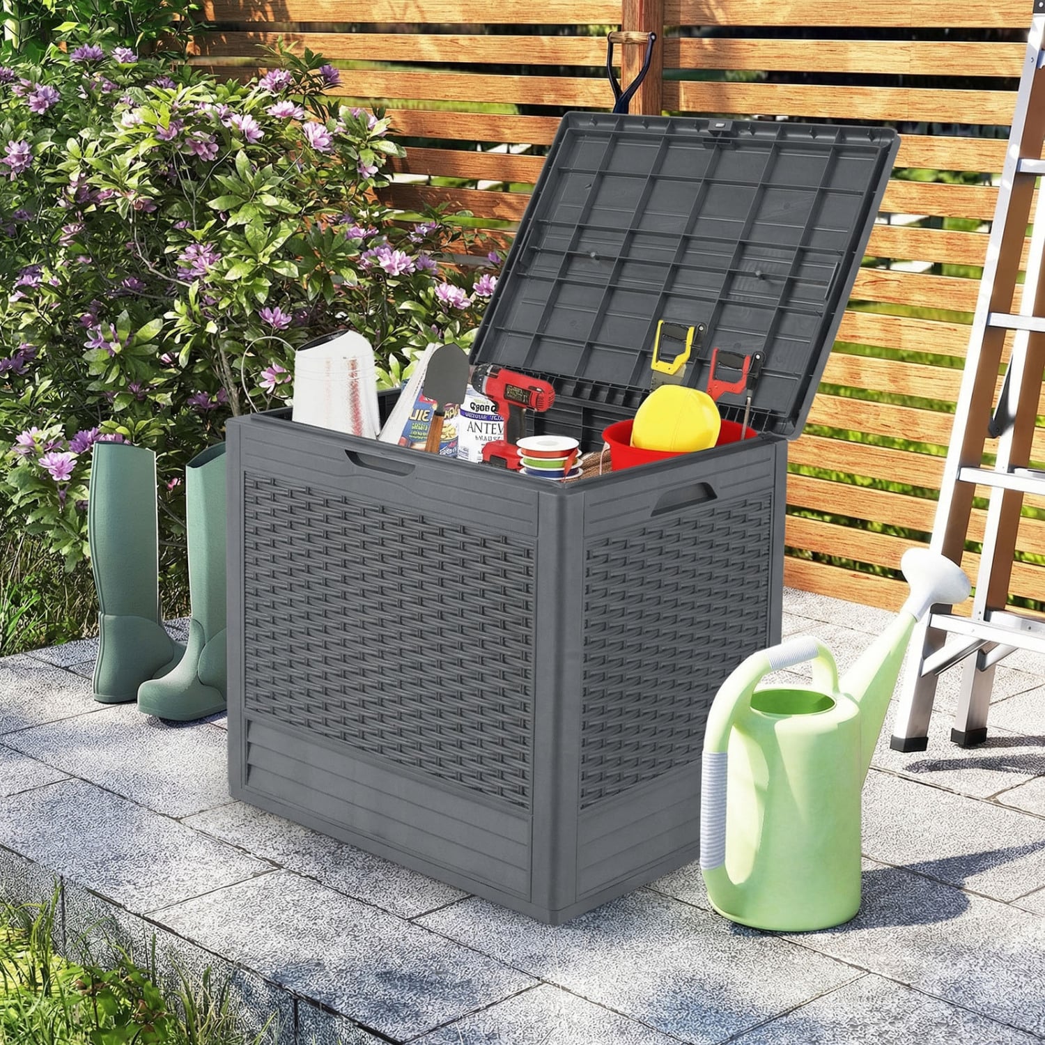 25 Gallon Outdoor Storage Box, Gray - Image 3