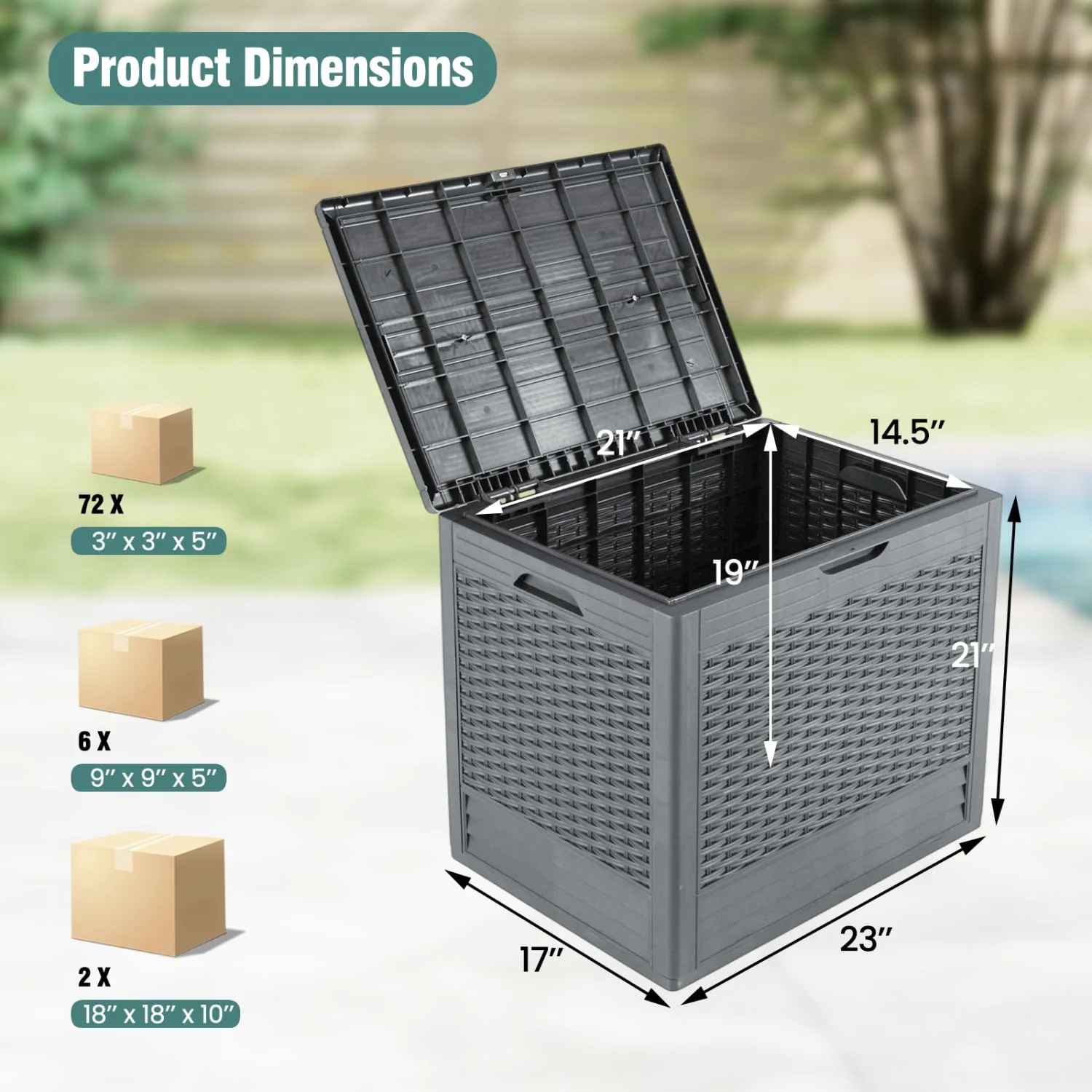 25 Gallon Outdoor Storage Box, Gray - Image 5