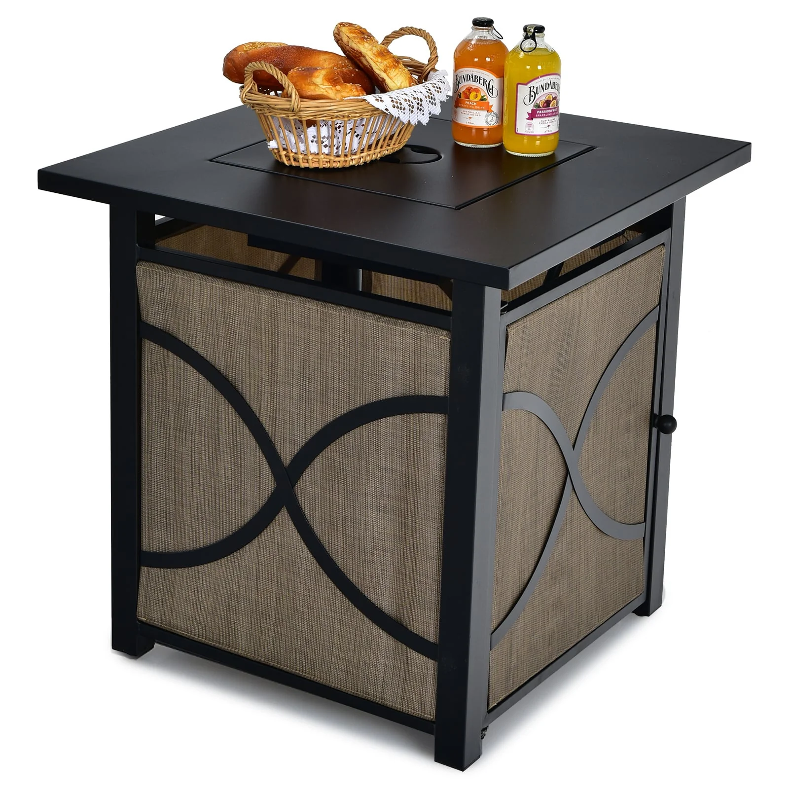 25 Inch 40000 BTU Propane Fire Pit Table, With Lid And Fire Glass, Multicolor - Image 5