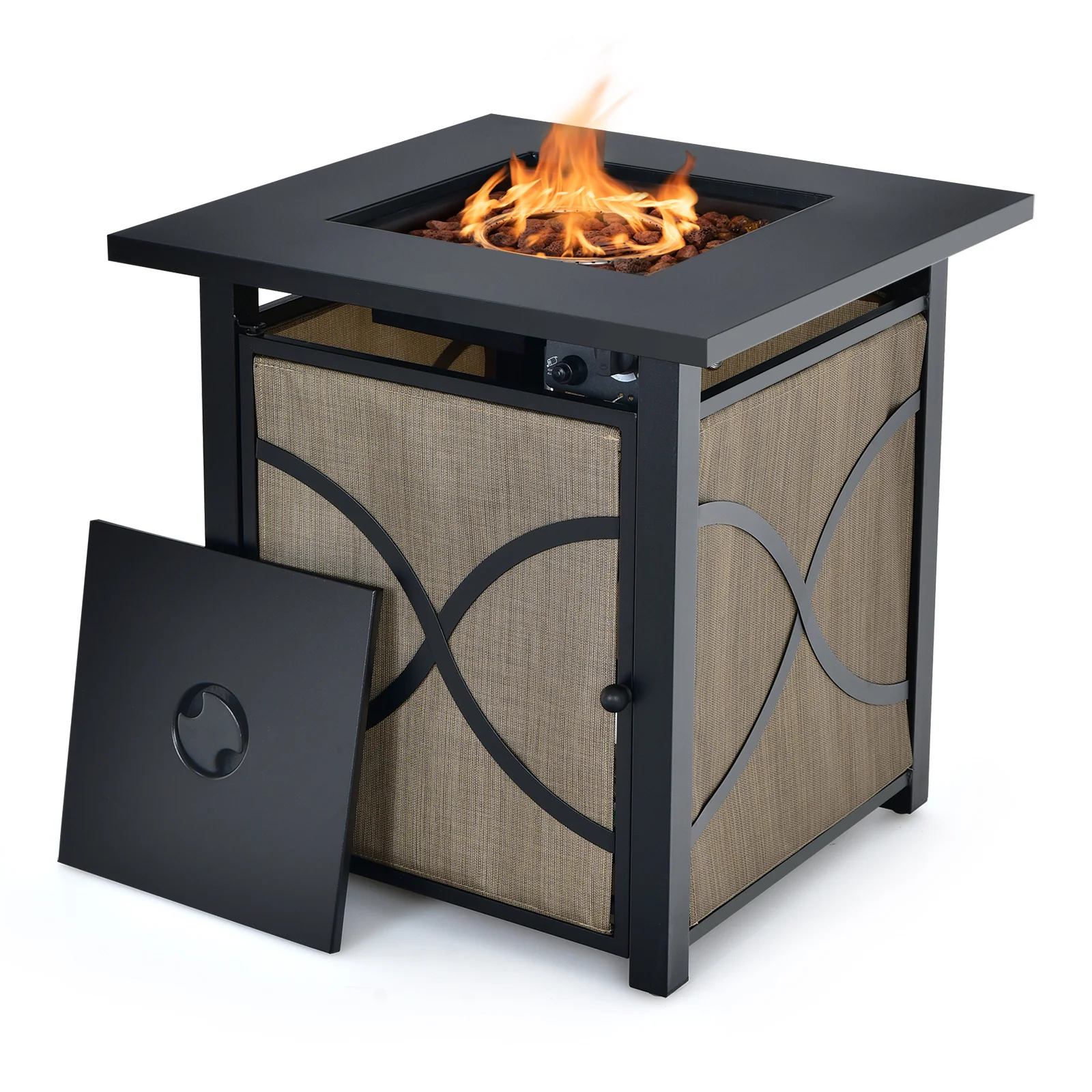 25 Inch 40000 BTU Propane Fire Pit Table, With Lid And Fire Glass, Multicolor - Image 8