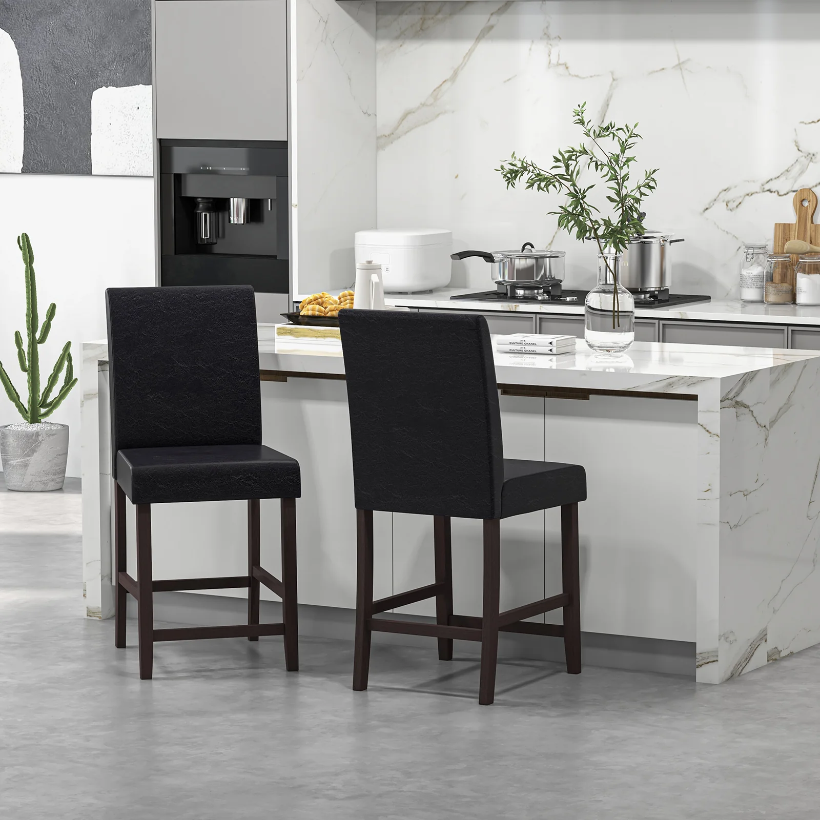 25 Inch Counter Height Bar Stools, Set of 2, Black - Image 3