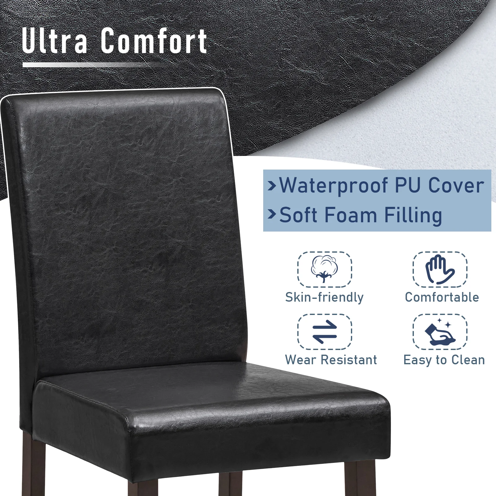 25 Inch Counter Height Bar Stools, Set of 2, Black - Image 7