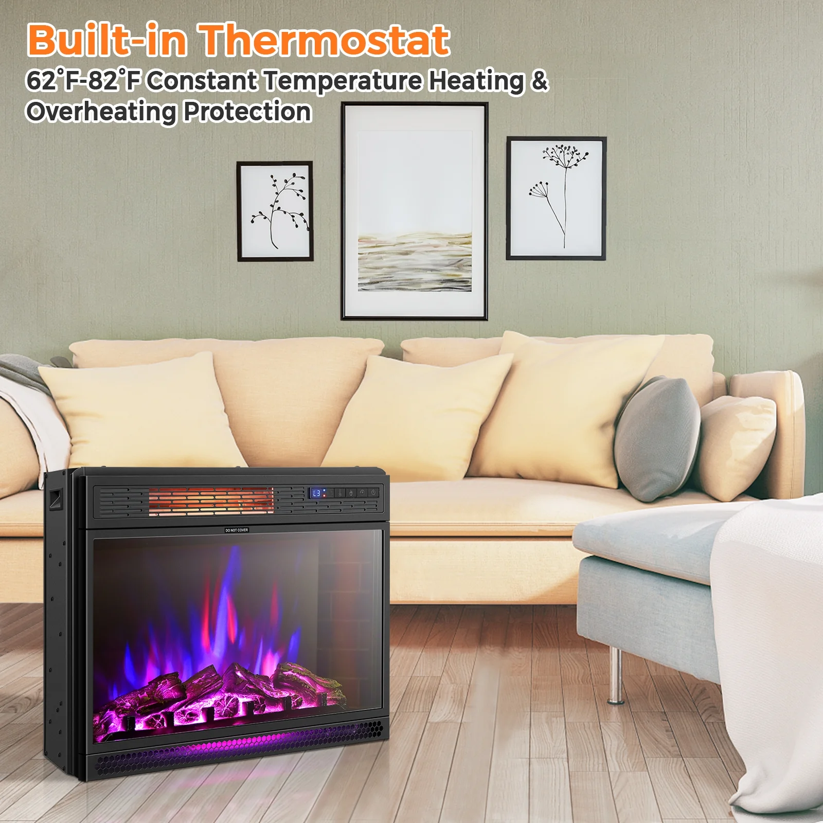 25 Inches Recessed Electric Heater, Black - Image 6