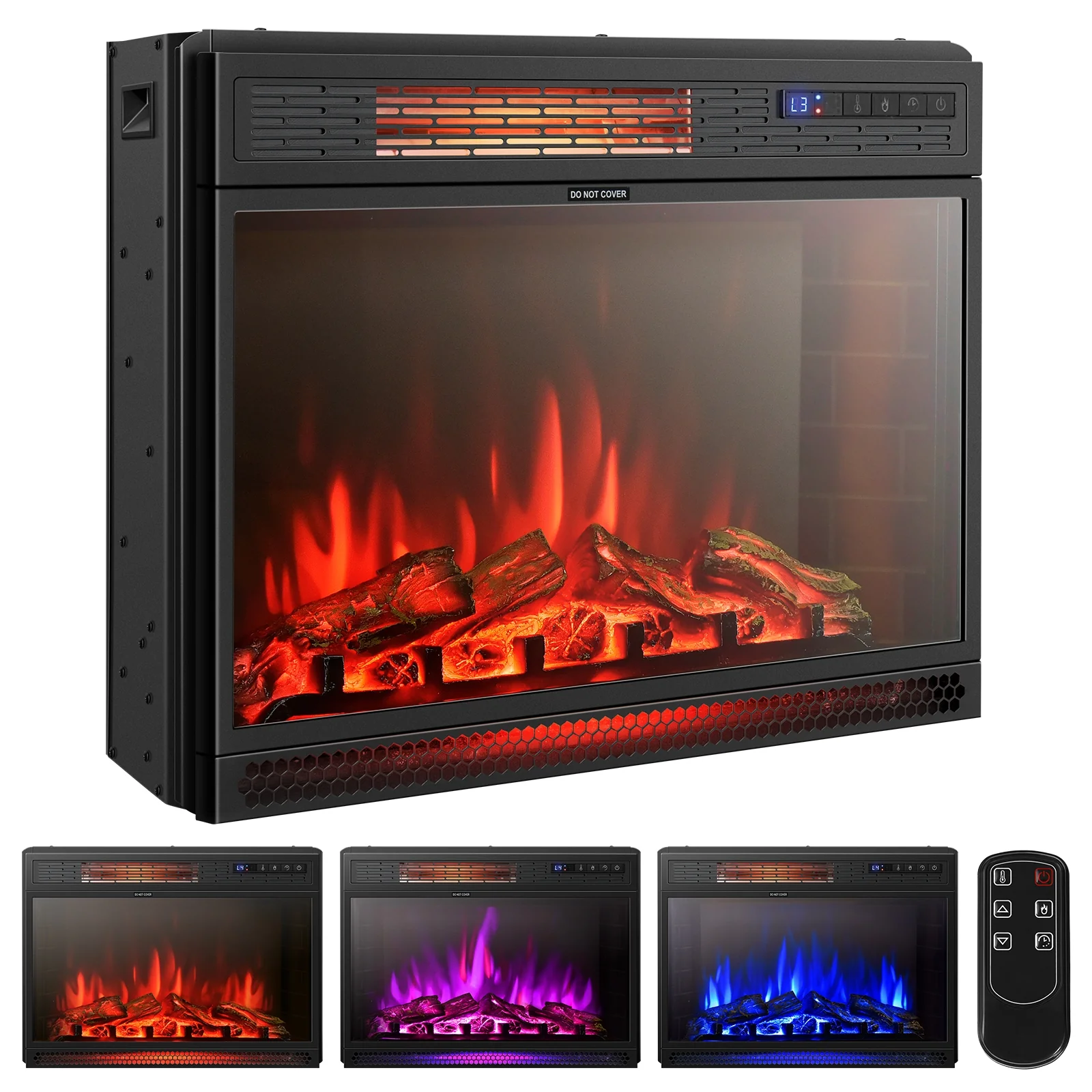 25 Inches Recessed Electric Heater, Black - Image 9