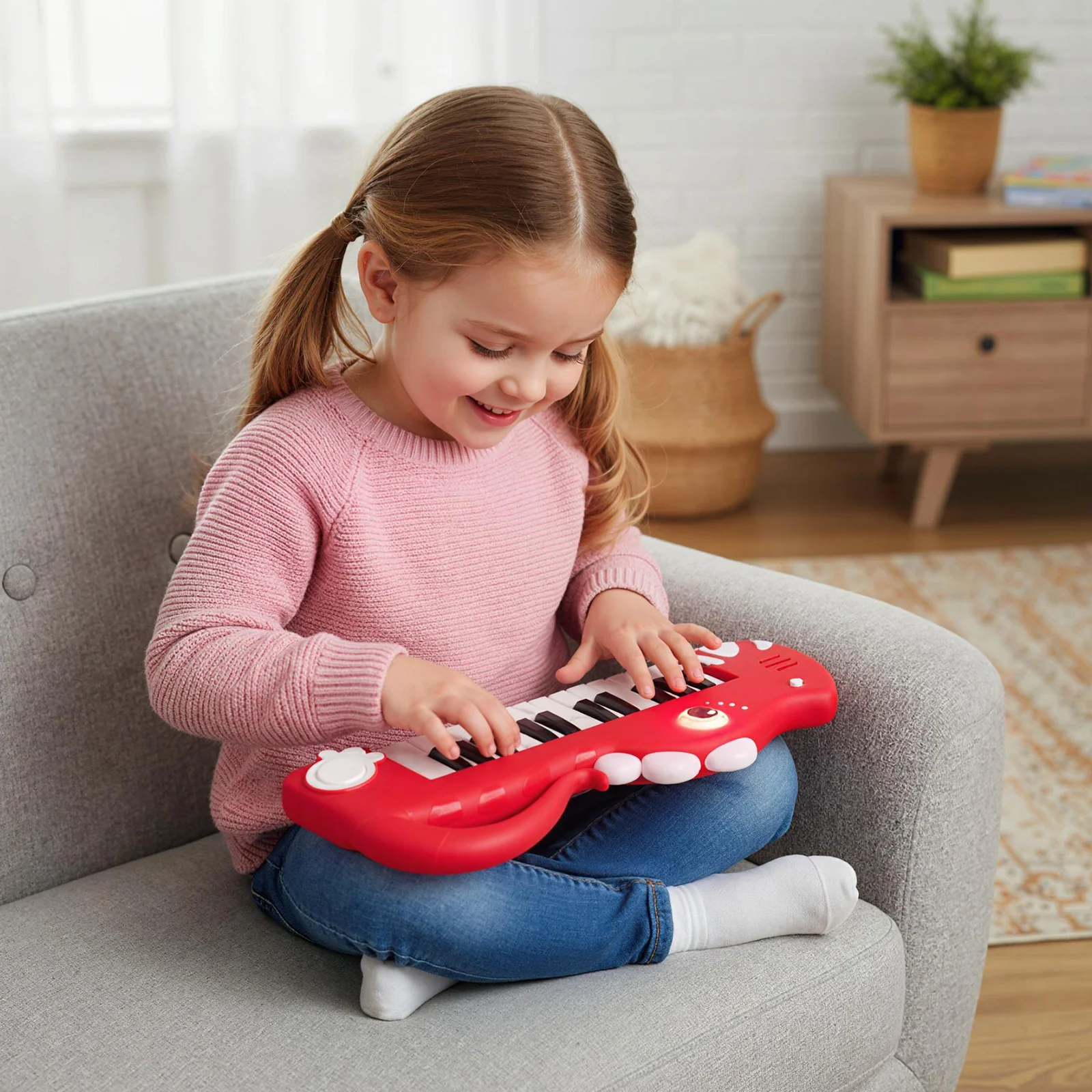 25-Key Dinosaur Piano Keyboard, With Music And Light, Red - Image 9