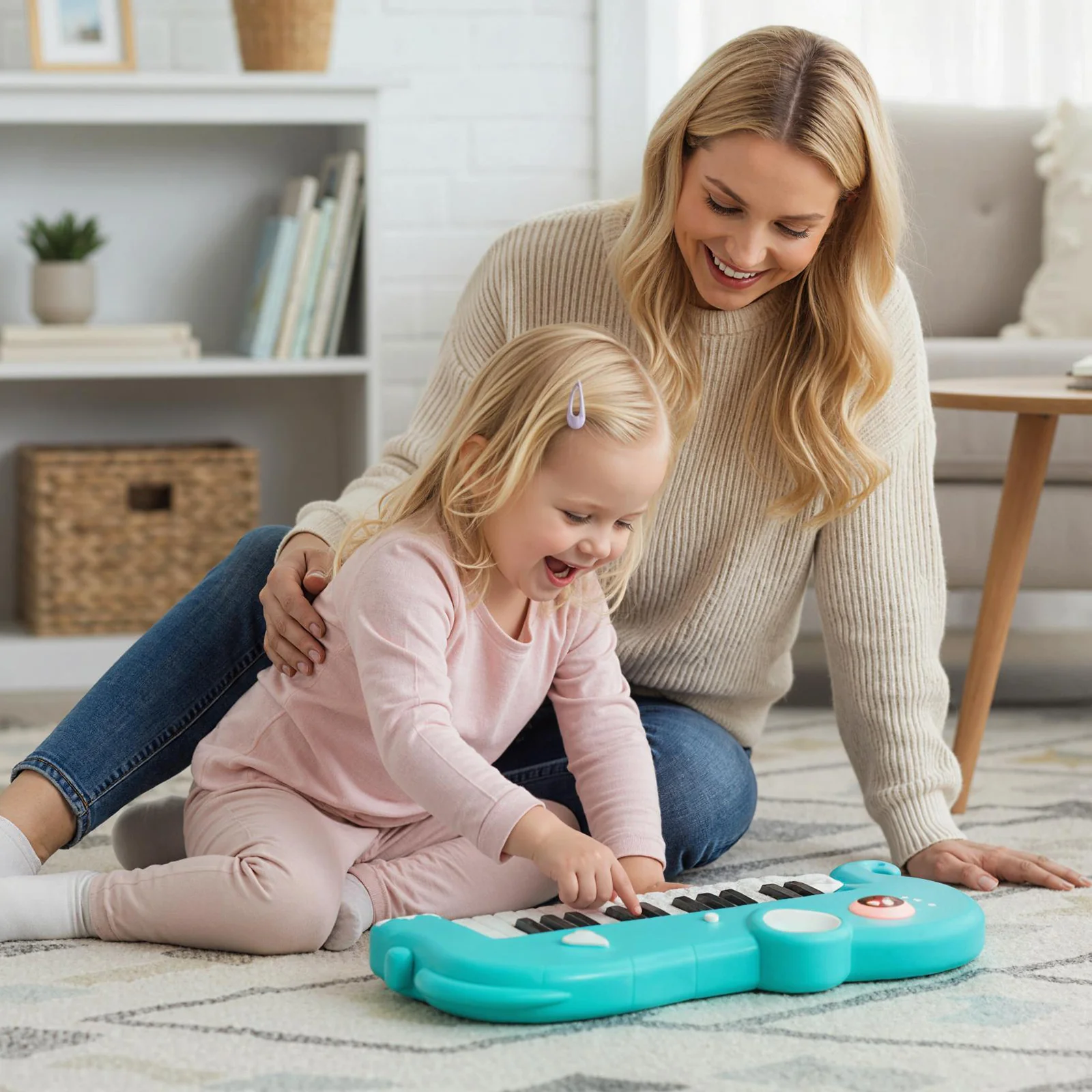 25-Key Kids Piano Keyboard, Elephant Shape, With Music And Light, Blue - Image 3