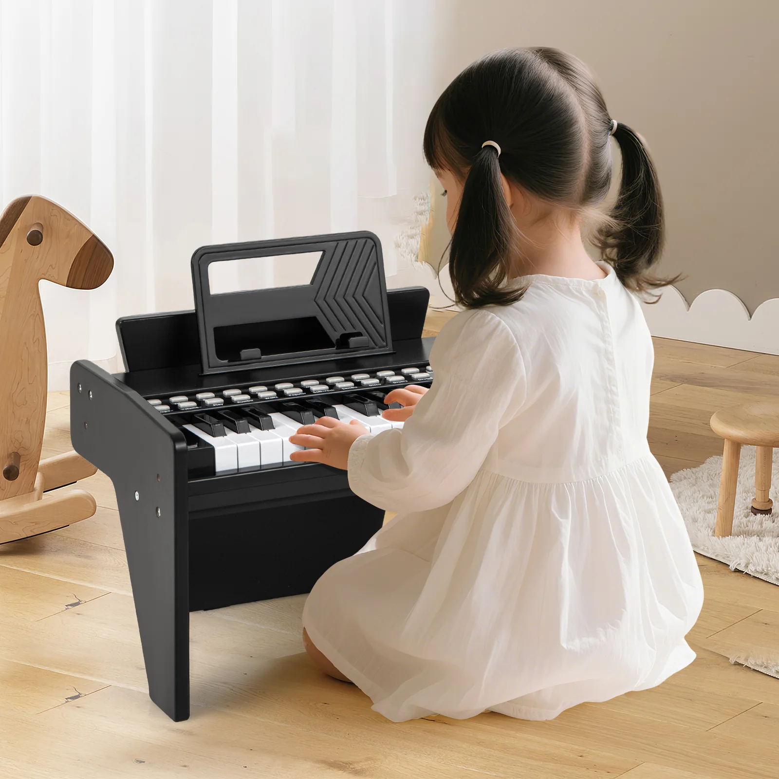25 Keys Kids Piano Keyboard, Adjustable Speed Volume, Black - Image 3
