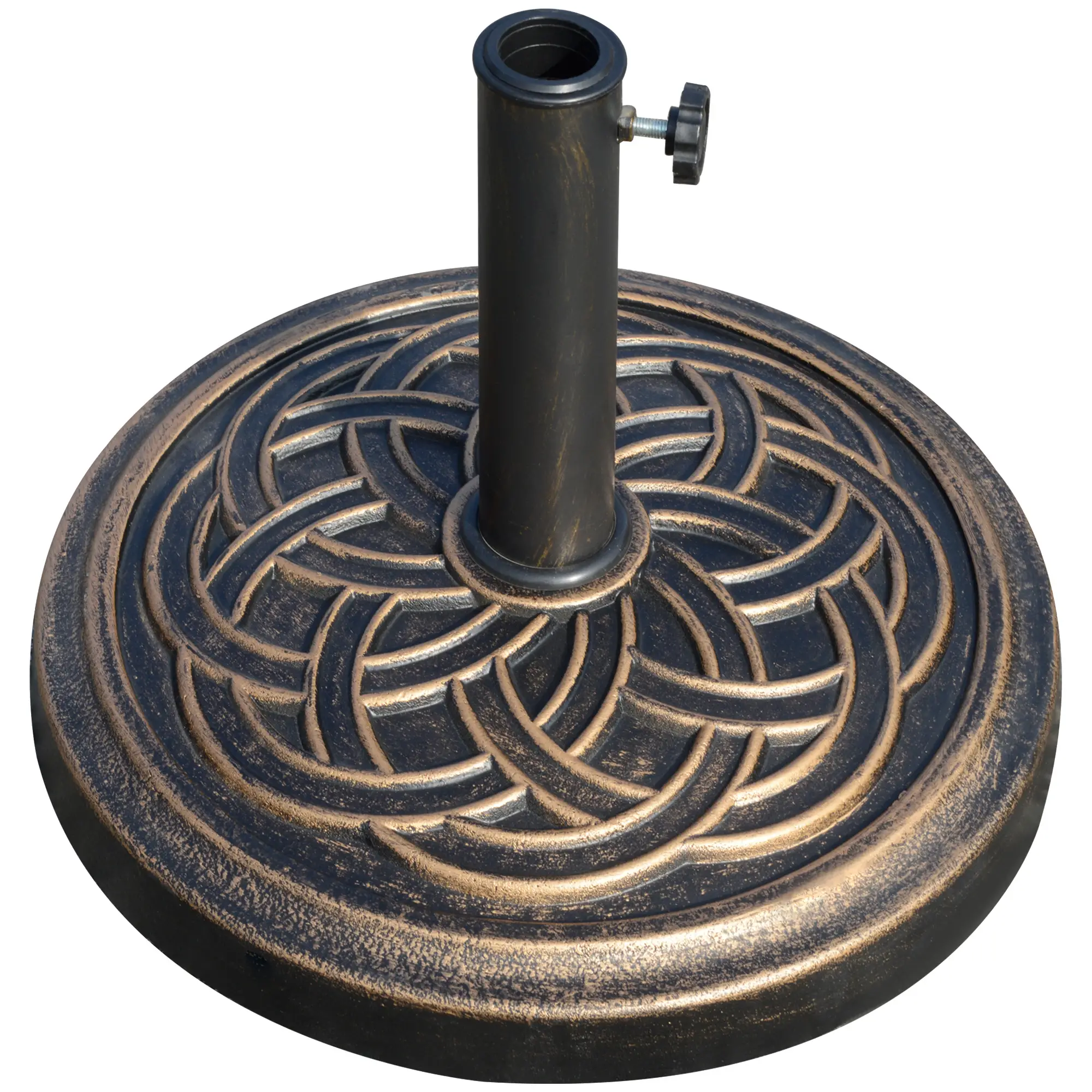 25 lb Heavy Duty Patio Umbrella Base, Round Stand, Outdoor, Bronze