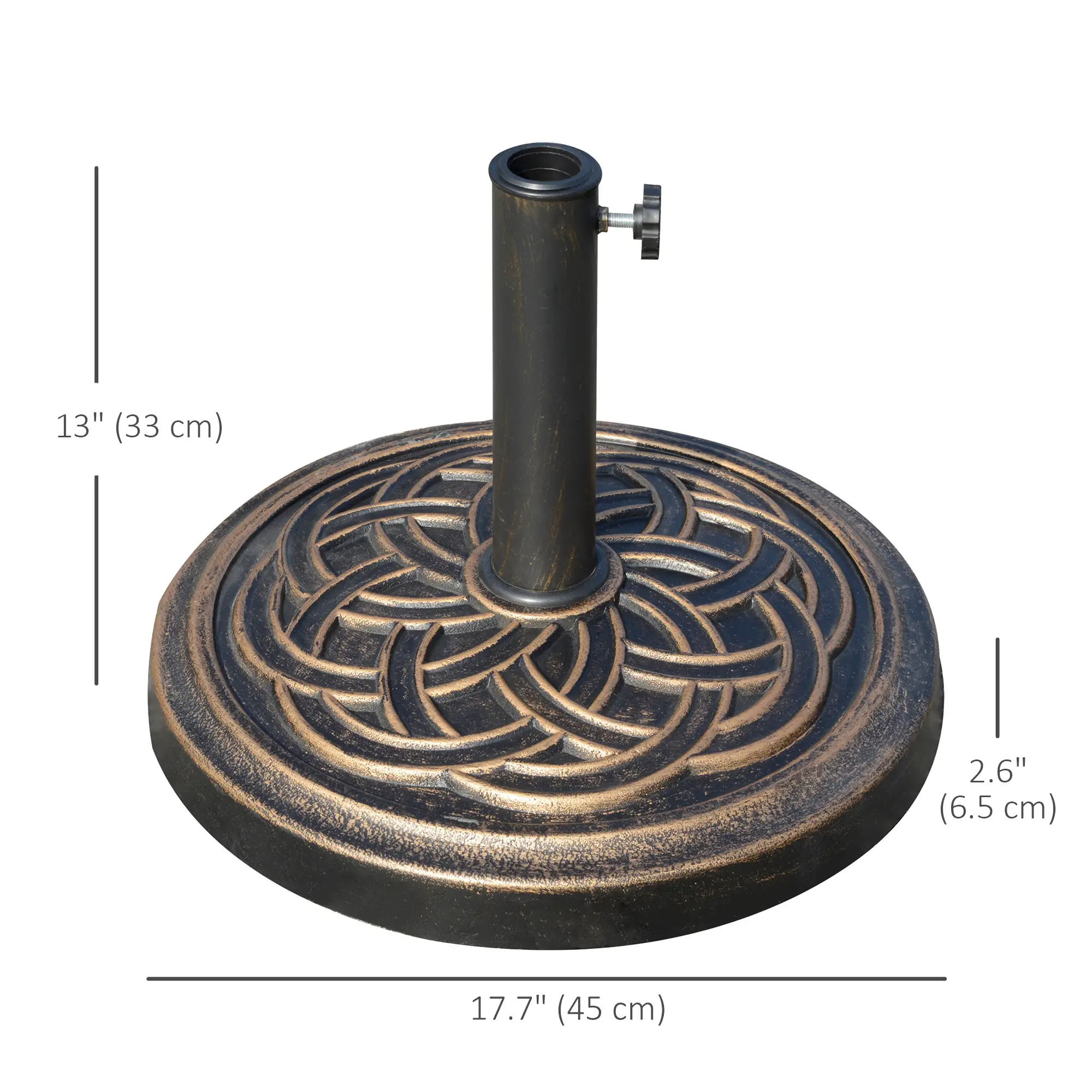 25 lb Heavy Duty Patio Umbrella Base, Round Stand, Outdoor, Bronze - Image 3