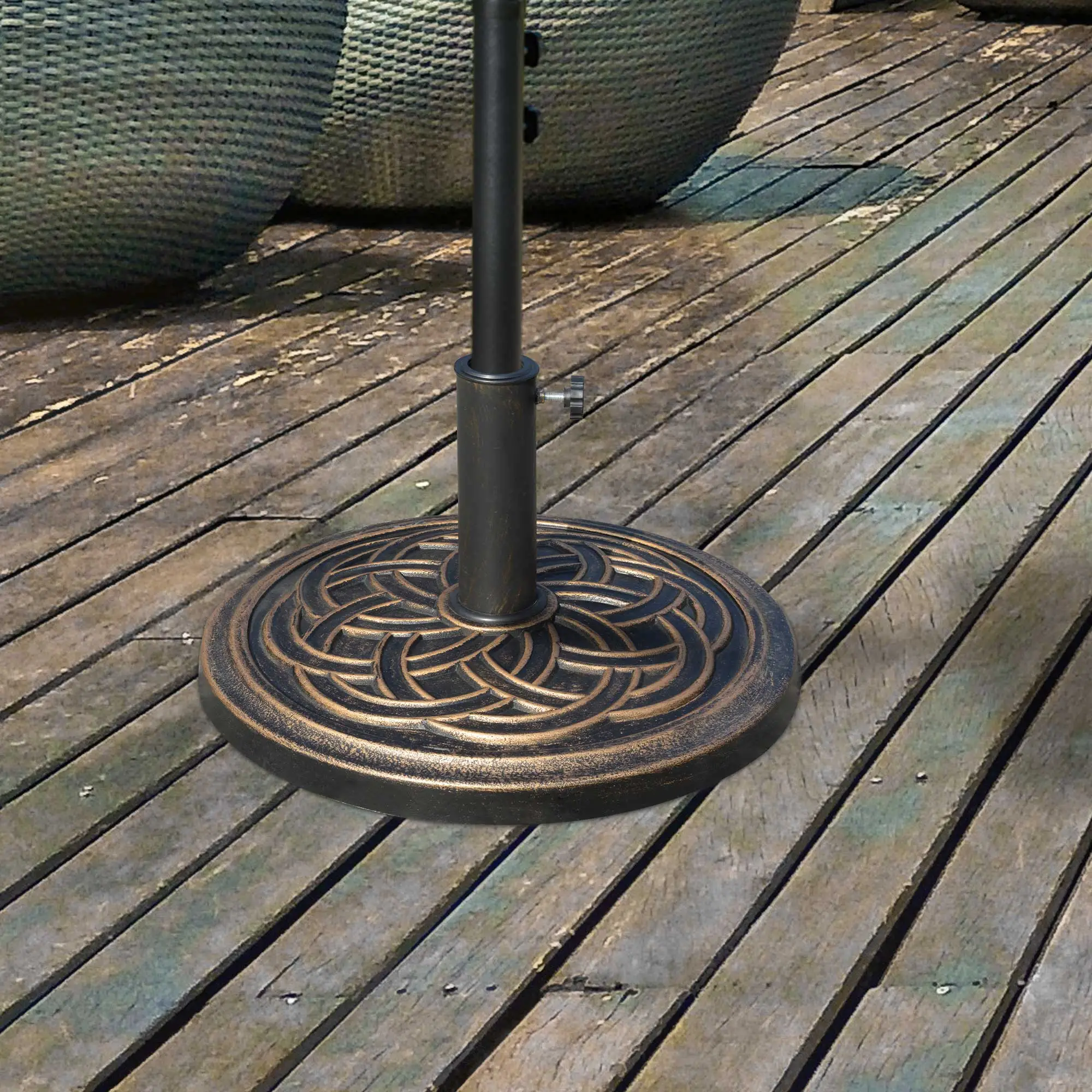 25 lb Heavy Duty Patio Umbrella Base, Round Stand, Outdoor, Bronze - Image 8