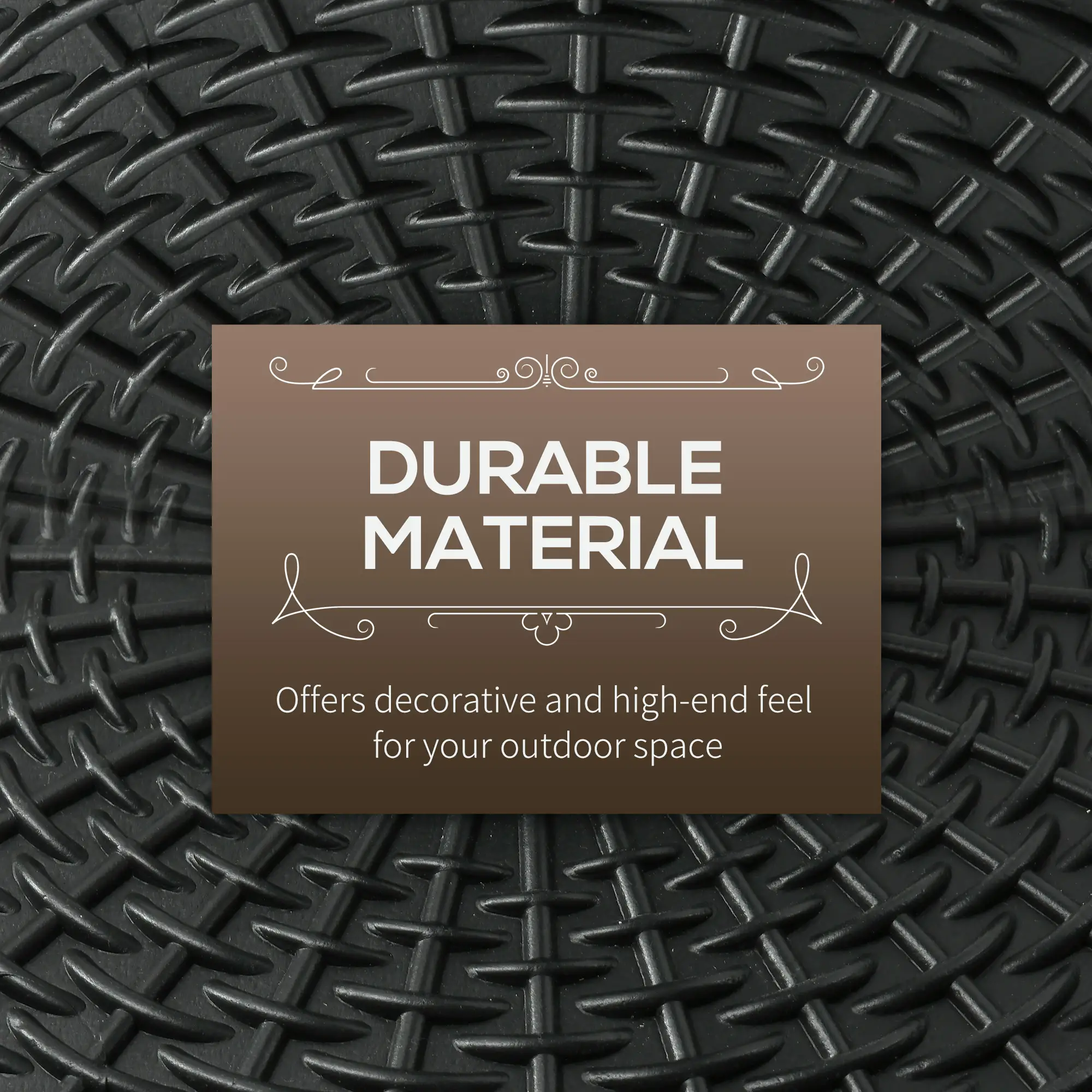 25 lbs Umbrella Base, 17.5" Round, Rattan Design, Black - Image 5