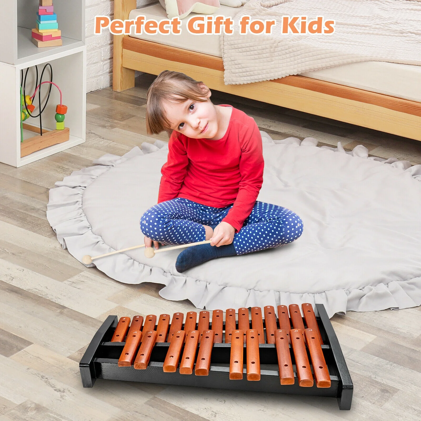 25 Notes Xylophone, Wooden Percussion Educational Instrument, Black - Image 3