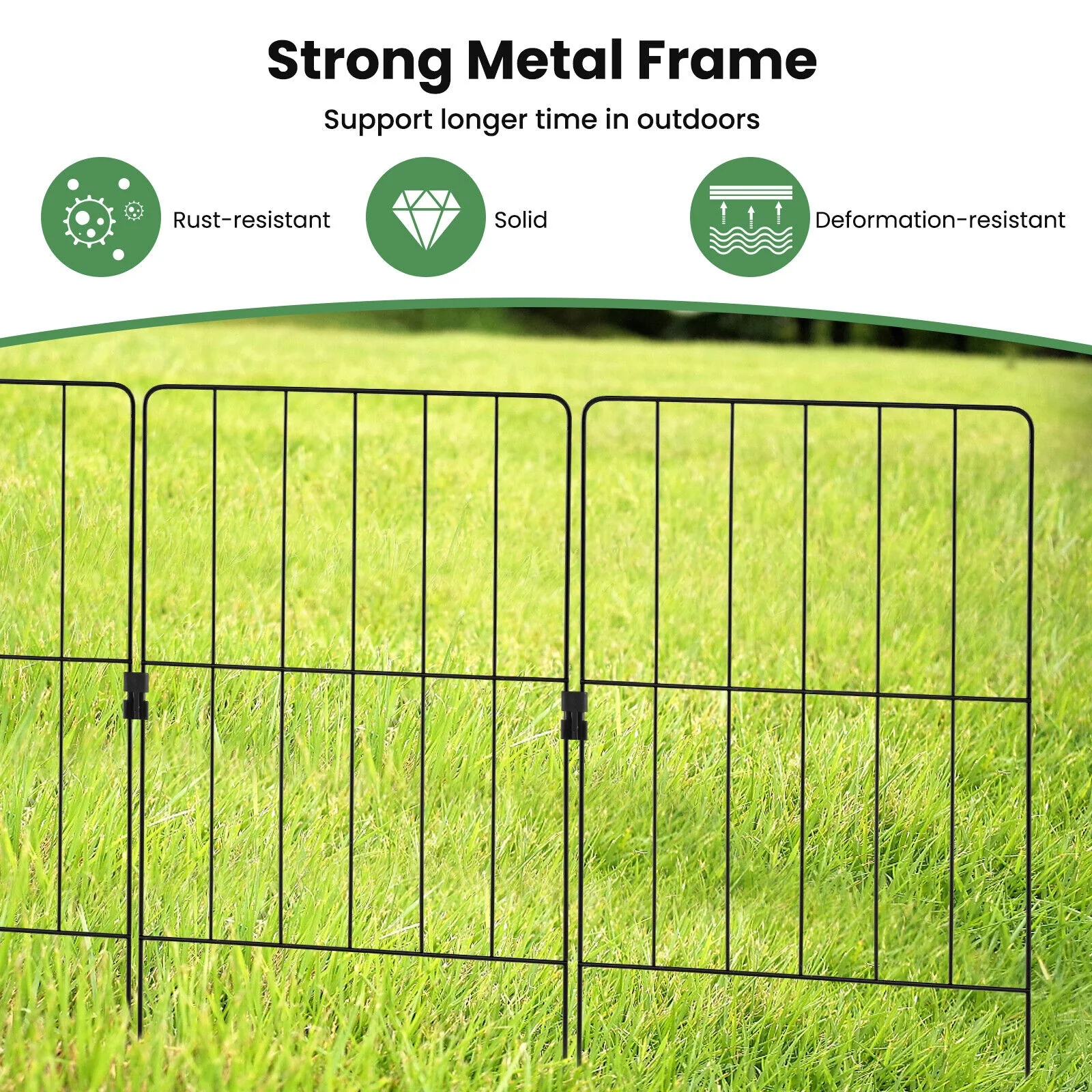 25 Pack Rustproof Decorative Garden Fence, Black - Image 8