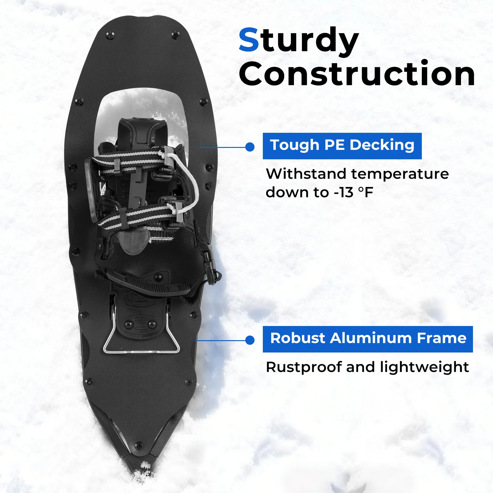 25” Snowshoes with Trekking Poles, Black - Image 7
