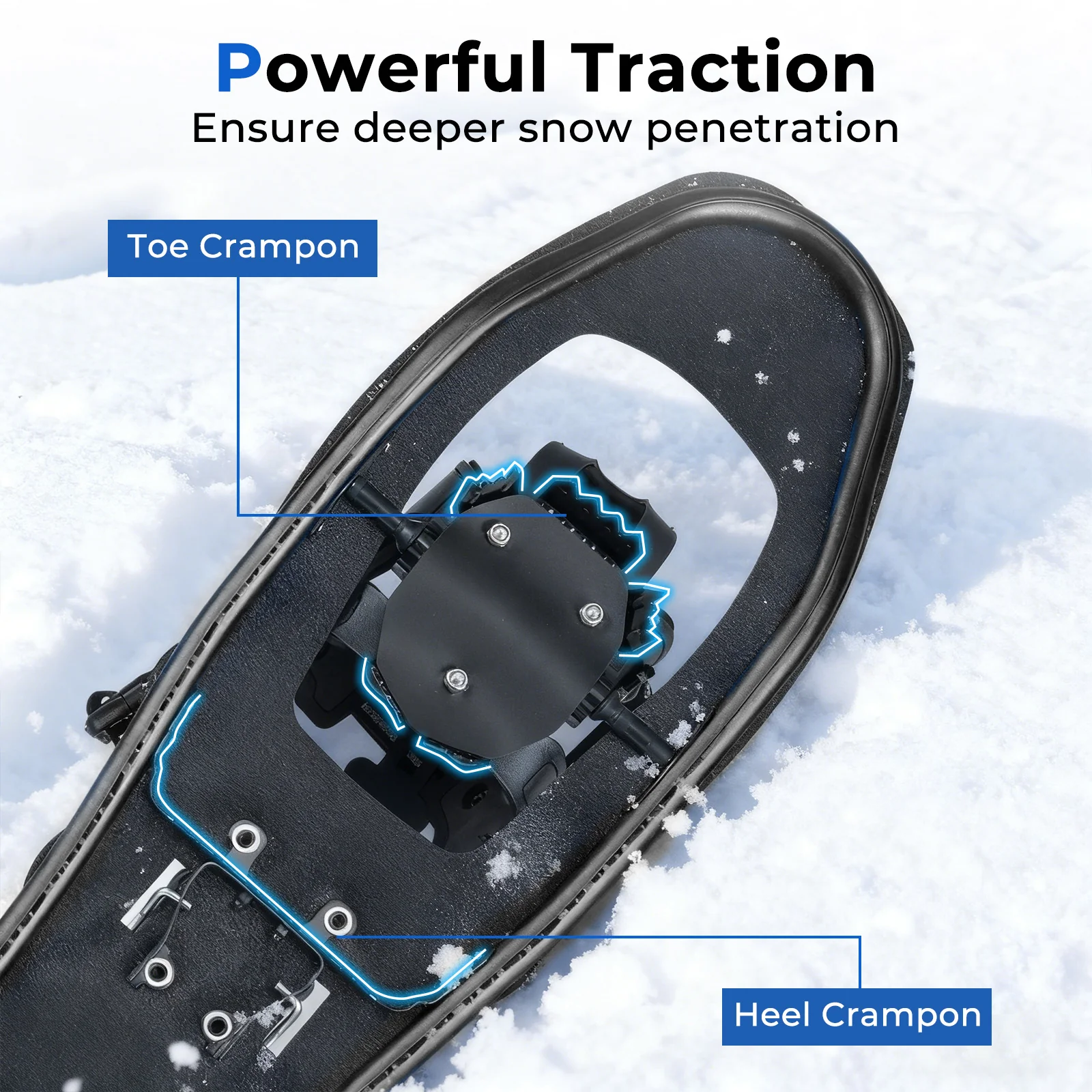 25” Snowshoes with Trekking Poles, Black - Image 8