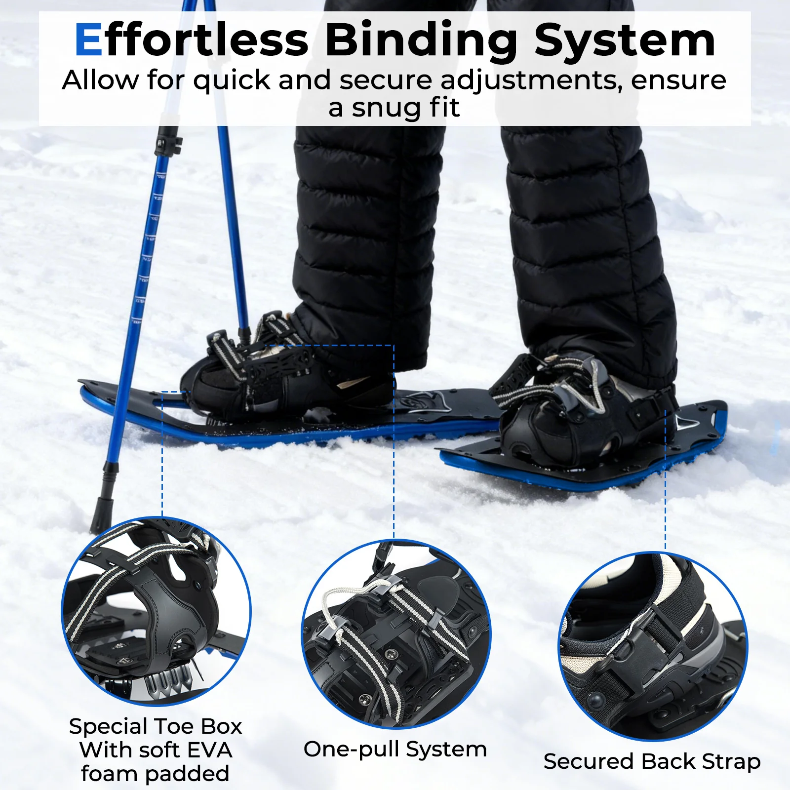 25” Snowshoes with Trekking Poles, Blue - Image 10