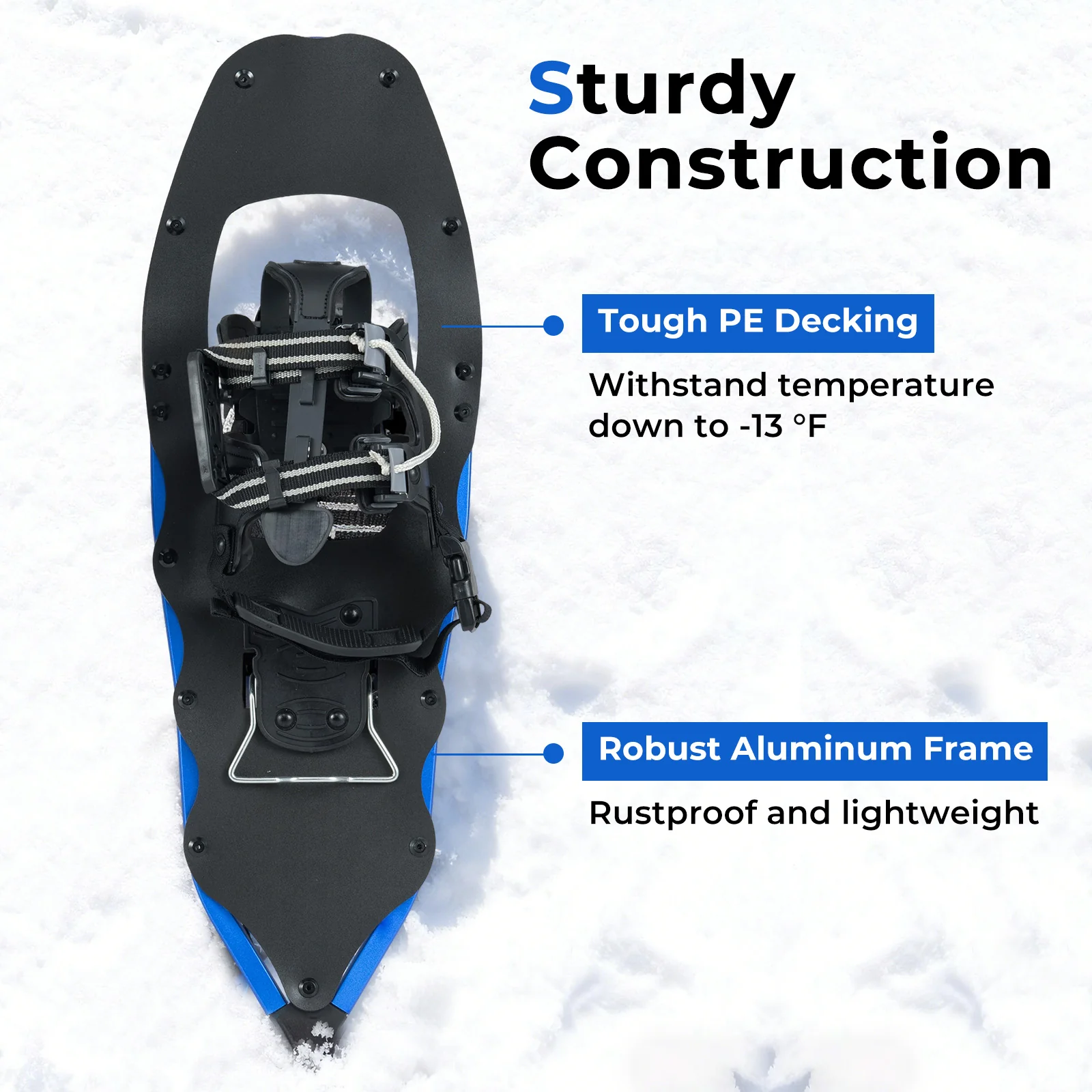 25” Snowshoes with Trekking Poles, Blue - Image 7
