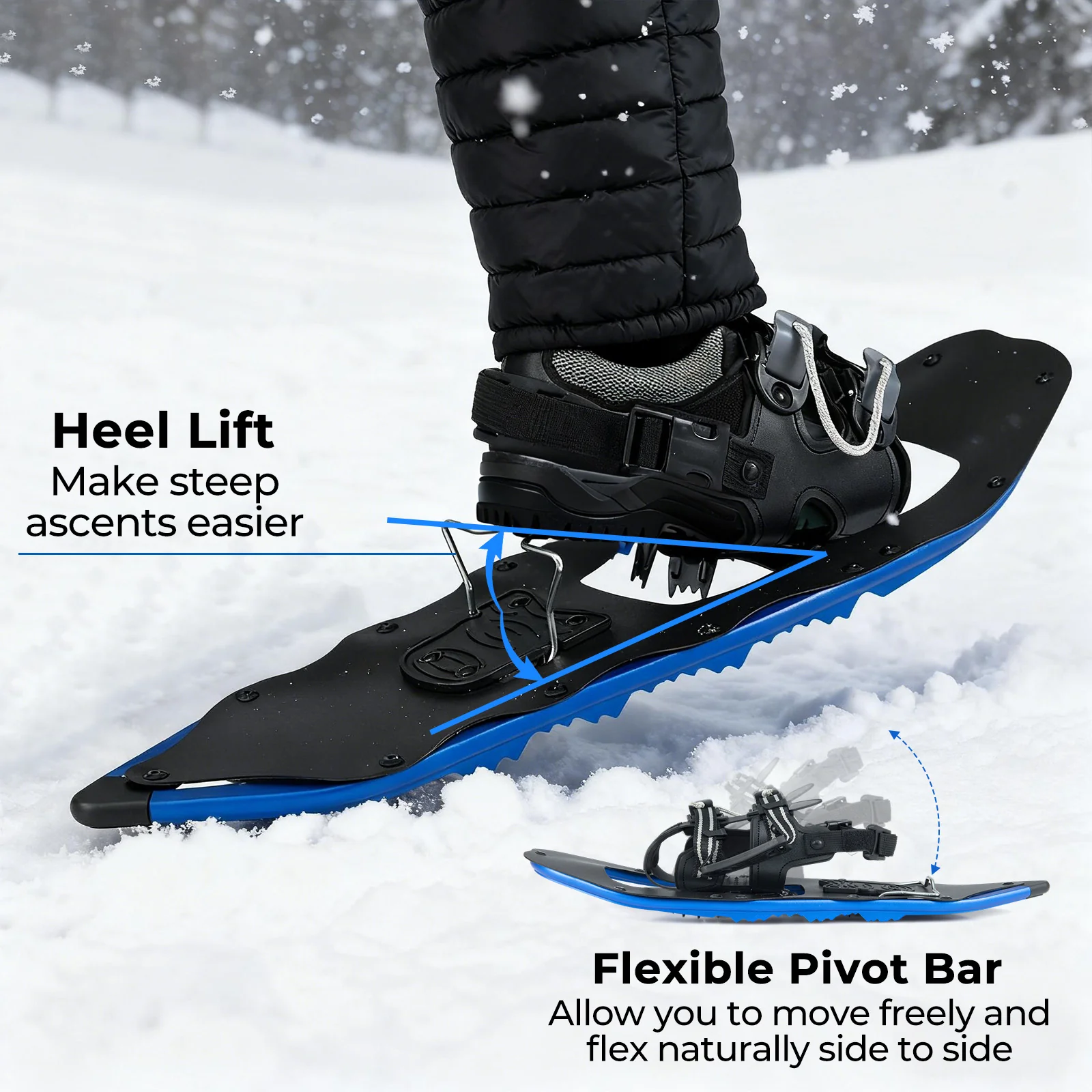 25” Snowshoes with Trekking Poles, Blue - Image 9