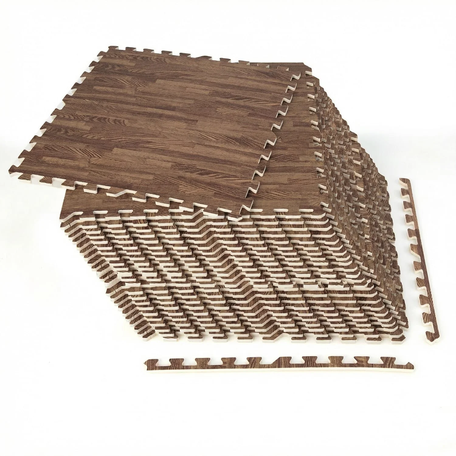 25 Tiles Wood Grain Foam Floor Mats, Brown - Image 5