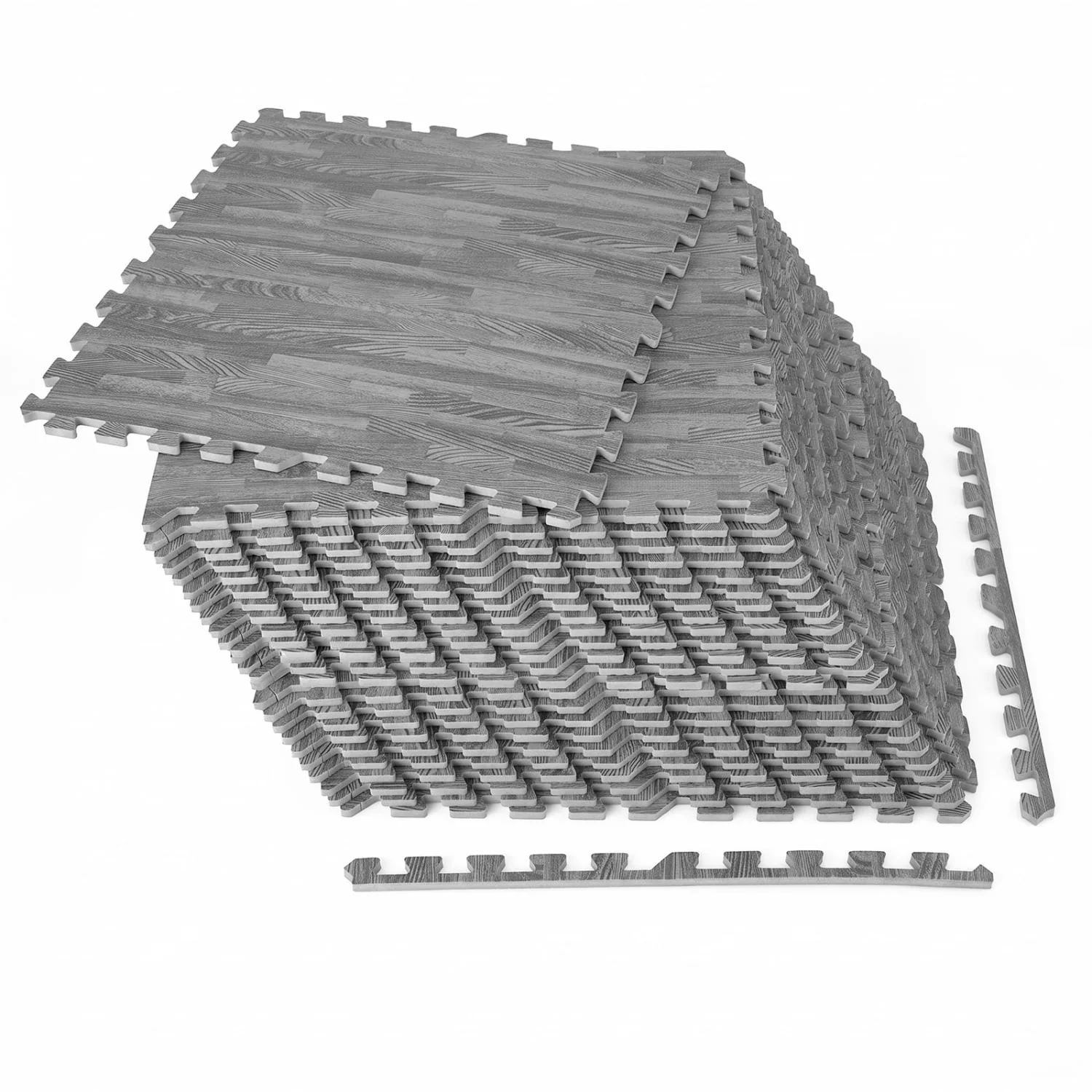 25 Tiles Wood Grain Foam Floor Mats, Gray - Image 4