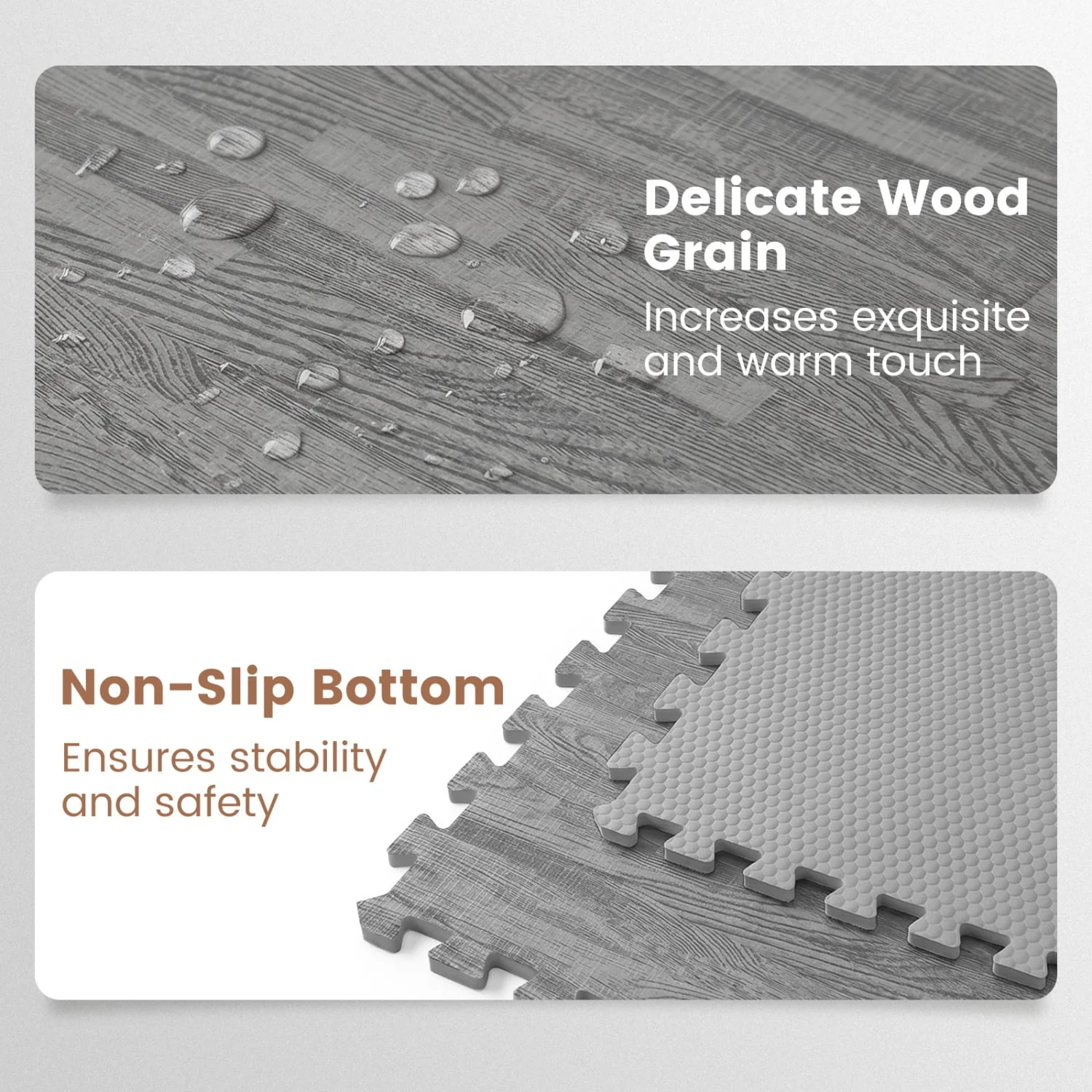 25 Tiles Wood Grain Foam Floor Mats, Gray - Image 8