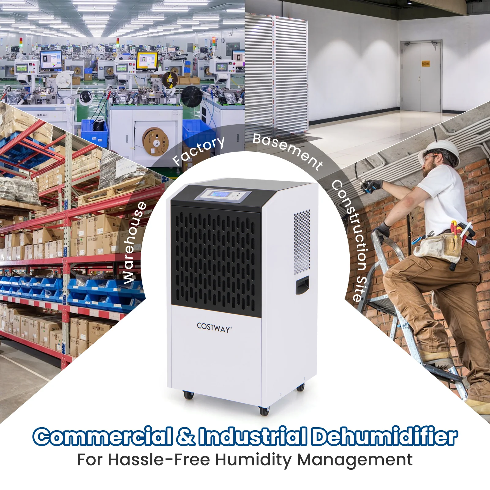 250 Pints Commercial Dehumidifier, Large Spaces 8500 Sq.Ft, White - Image 2