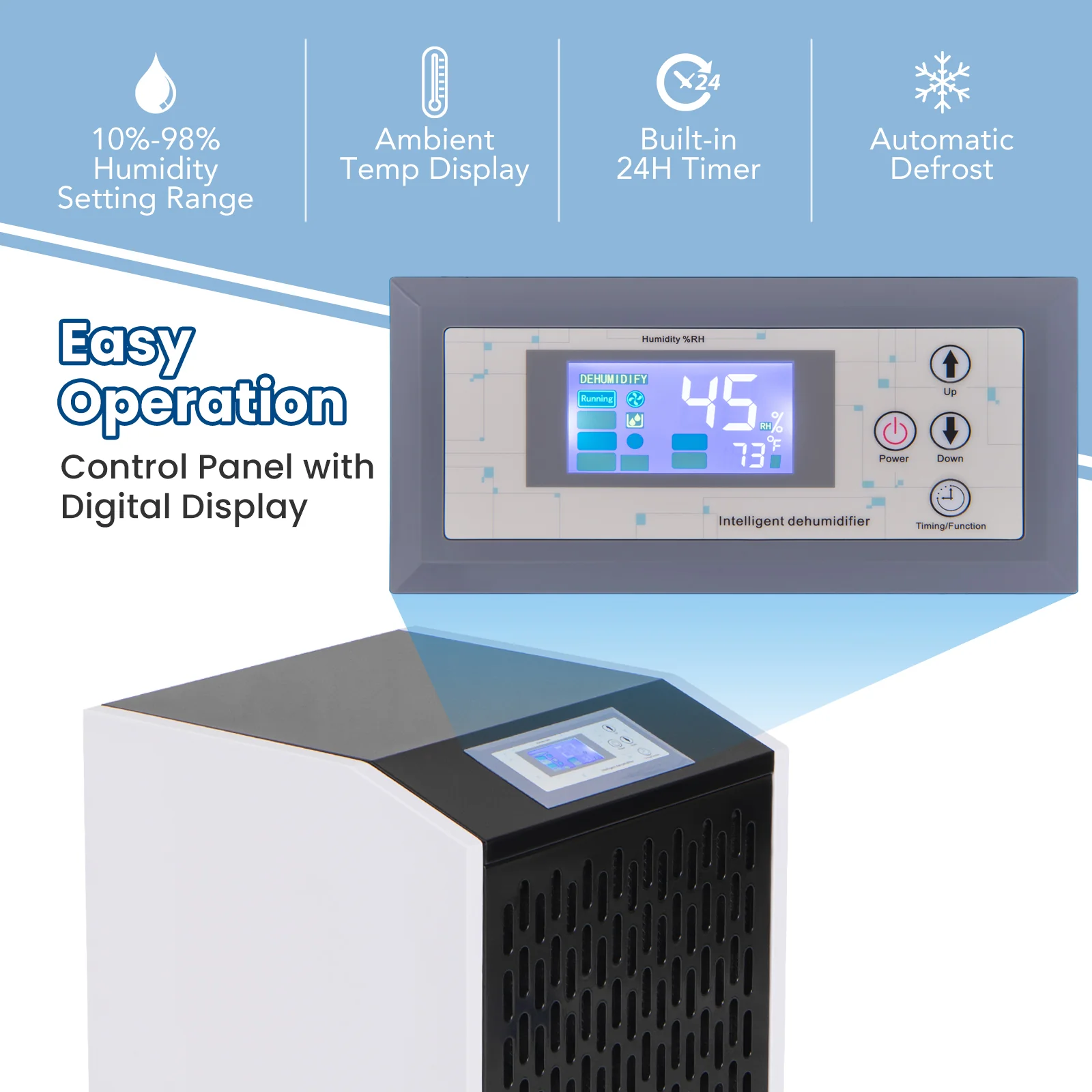 250 Pints Commercial Dehumidifier, Large Spaces 8500 Sq.Ft, White - Image 7