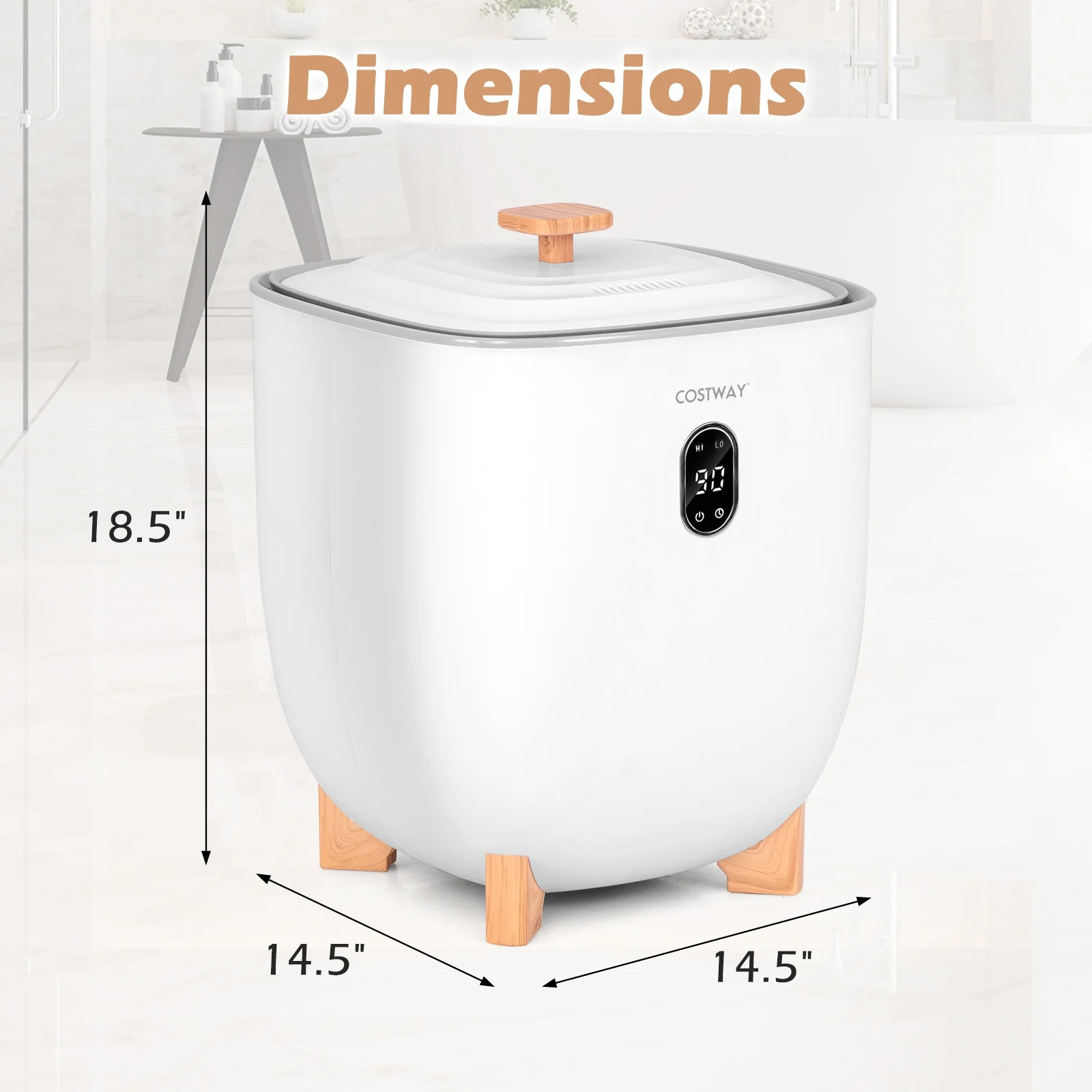25L Towel Warmer Bucket, 2 Temperature Settings, Auto Shut Off, White - Image 6