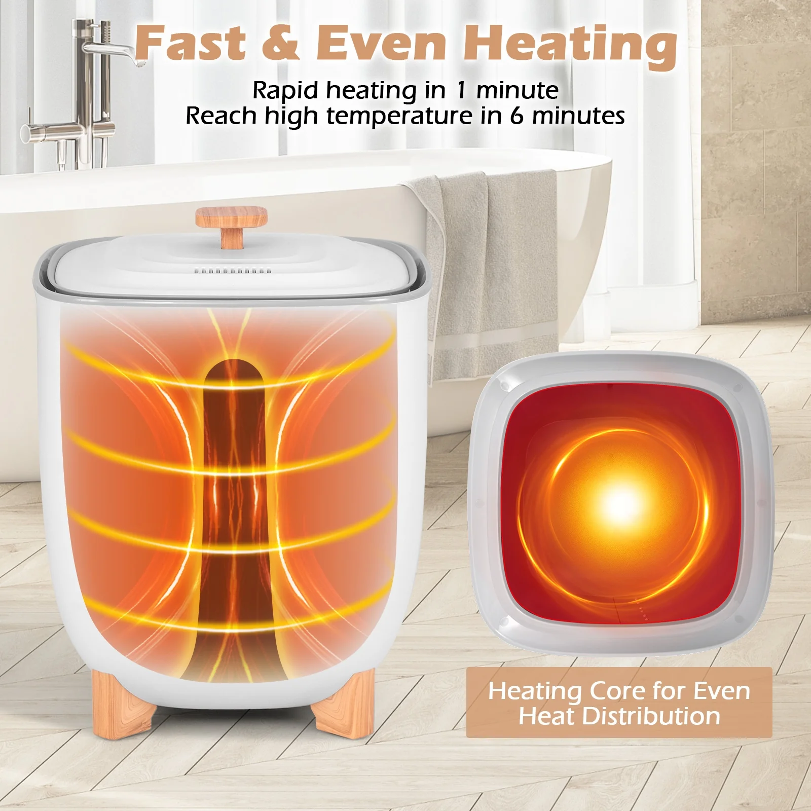25L Towel Warmer Bucket, 2 Temperature Settings, Auto Shut Off, White - Image 7